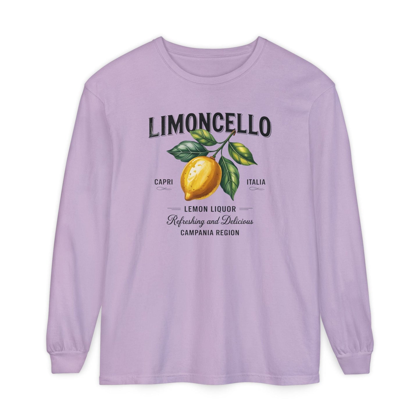 Limoncello Long Sleeve Tee, Easygoing Style, Perfect for Summer Gatherings, Gift for Lemon Lovers, Relaxed Fit T-Shirt - Shirt Happens Graphics
