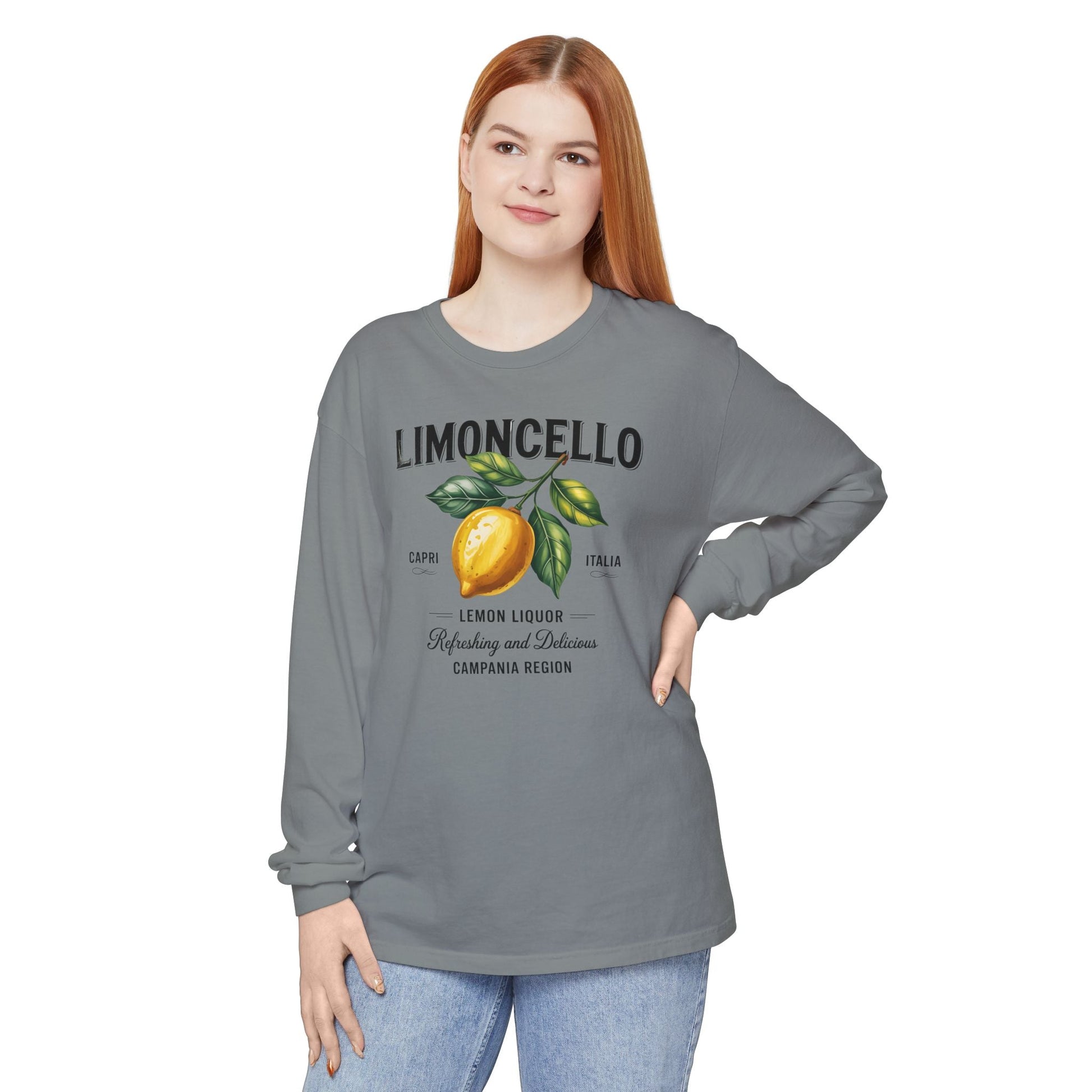 Limoncello Long Sleeve Tee, Easygoing Style, Perfect for Summer Gatherings, Gift for Lemon Lovers, Relaxed Fit T-Shirt - Shirt Happens Graphics