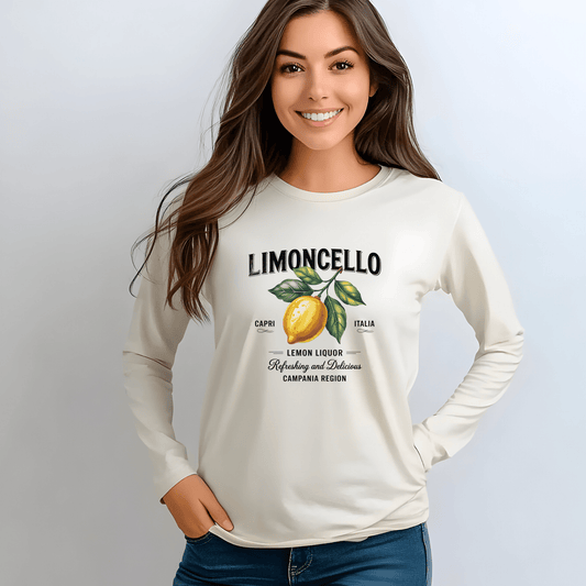 Limoncello Long Sleeve Tee, Easygoing Style, Perfect for Summer Gatherings, Gift for Lemon Lovers, Relaxed Fit T-Shirt - Shirt Happens Graphics