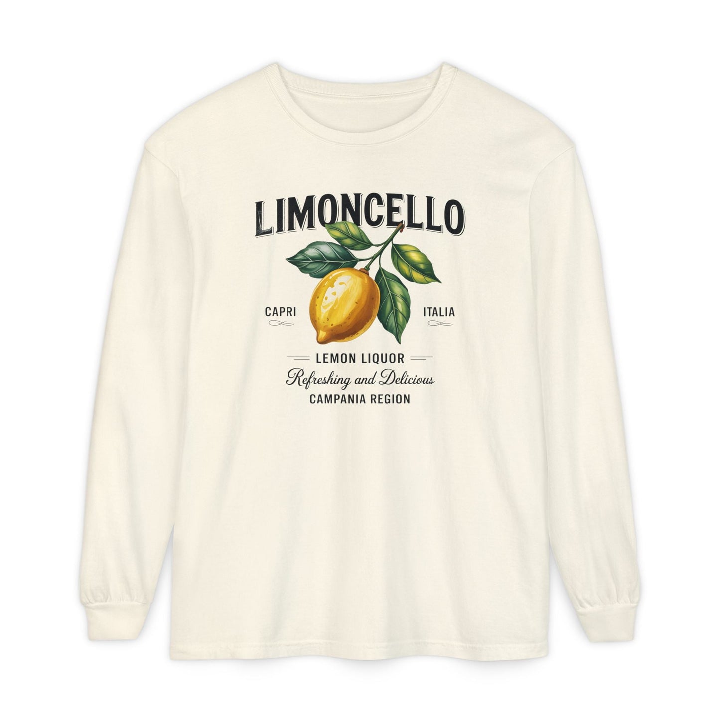 Limoncello Long Sleeve Tee, Easygoing Style, Perfect for Summer Gatherings, Gift for Lemon Lovers, Relaxed Fit T-Shirt - Shirt Happens Graphics