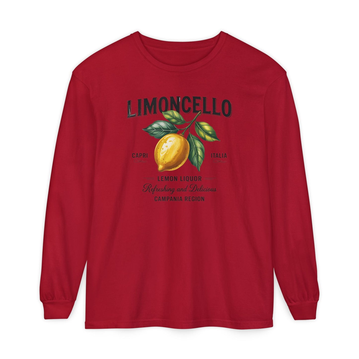 Limoncello Long Sleeve Tee, Easygoing Style, Perfect for Summer Gatherings, Gift for Lemon Lovers, Relaxed Fit T-Shirt - Shirt Happens Graphics