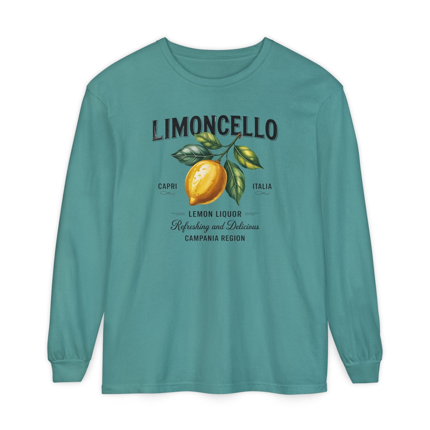 Limoncello Long Sleeve Tee, Easygoing Style, Perfect for Summer Gatherings, Gift for Lemon Lovers, Relaxed Fit T-Shirt - Shirt Happens Graphics