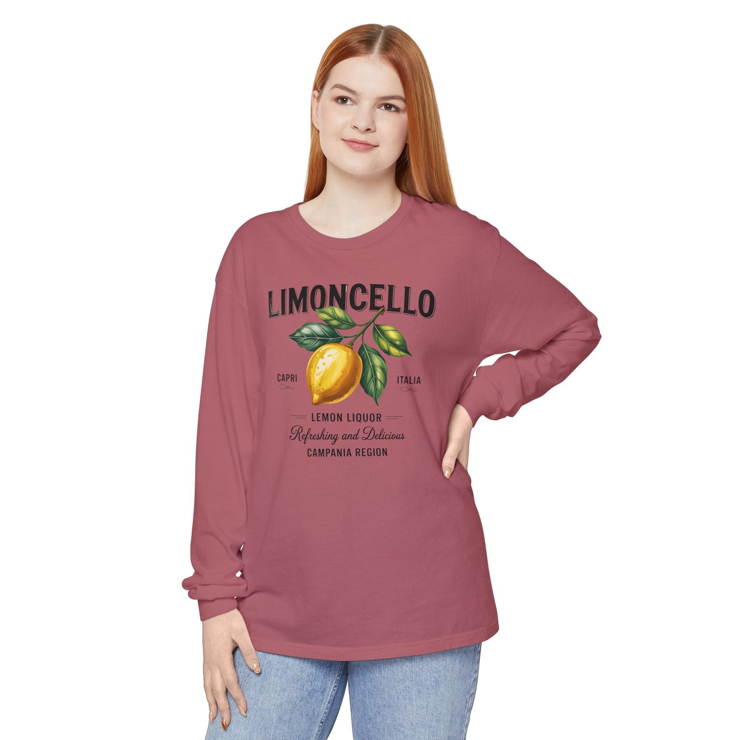 Limoncello Long Sleeve Tee, Easygoing Style, Perfect for Summer Gatherings, Gift for Lemon Lovers, Relaxed Fit T-Shirt - Shirt Happens Graphics