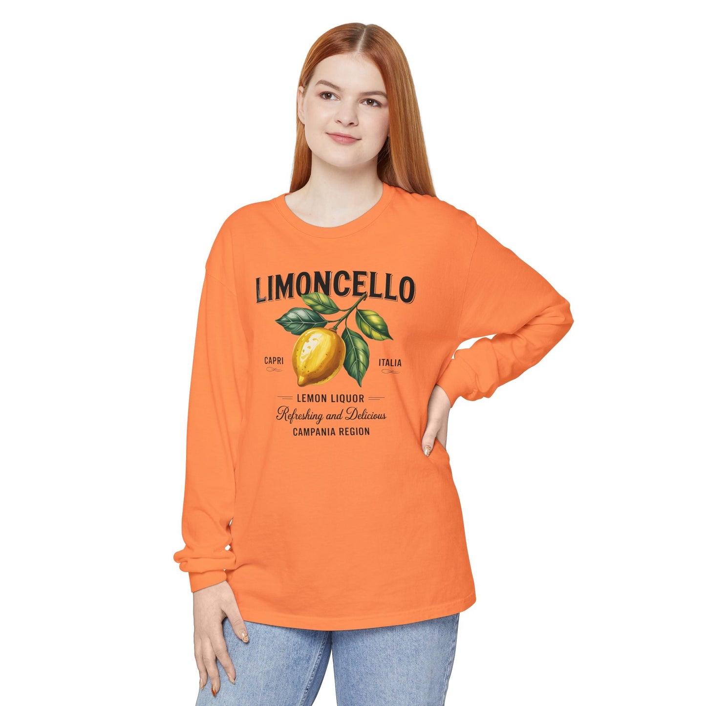 Limoncello Long Sleeve Tee, Easygoing Style, Perfect for Summer Gatherings, Gift for Lemon Lovers, Relaxed Fit T-Shirt - Shirt Happens Graphics