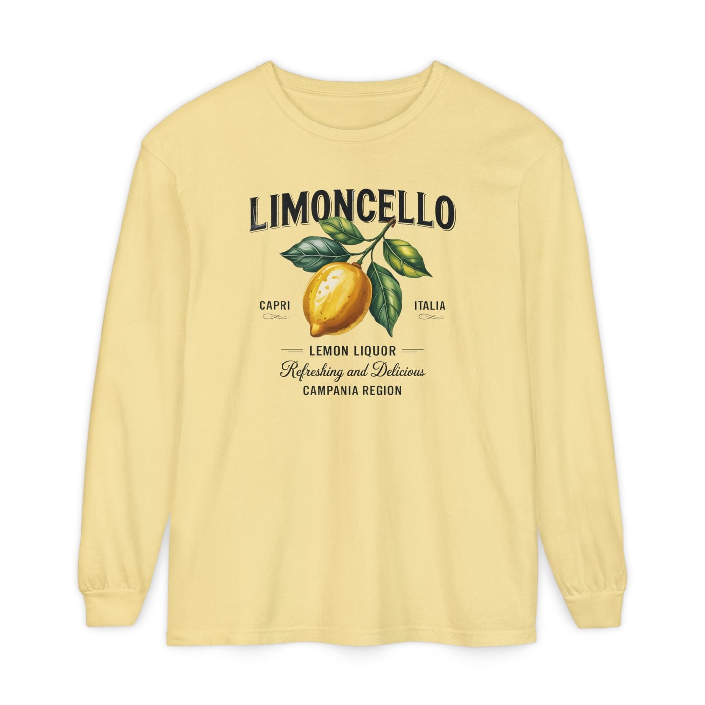 Limoncello Long Sleeve Tee, Easygoing Style, Perfect for Summer Gatherings, Gift for Lemon Lovers, Relaxed Fit T-Shirt - Shirt Happens Graphics