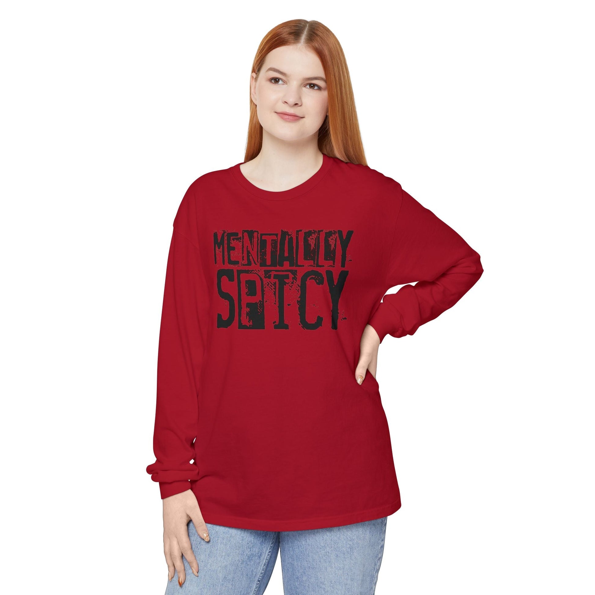 Mentally Spicy - Long Sleeve Tee - Fun Graphic Shirt for Casual Wear, Gift for Friends, Quirky Apparel for Everyday Comfort, [...] - Shirt Happens Graphics