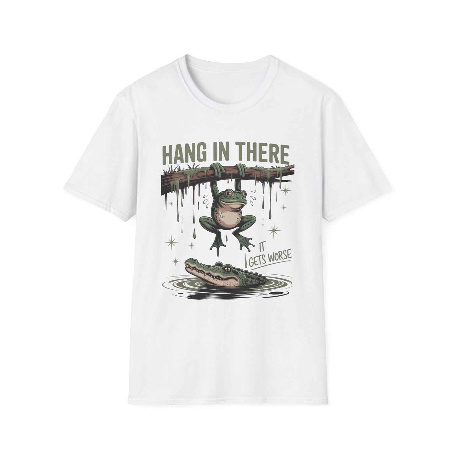 Motivational Frog T-Shirt, Hang in There Tee, Funny Gift for Friends, Unisex Casual Wear, Positive Vibes Shirt, Encouragement T-Shirt - Shirt Happens Graphics