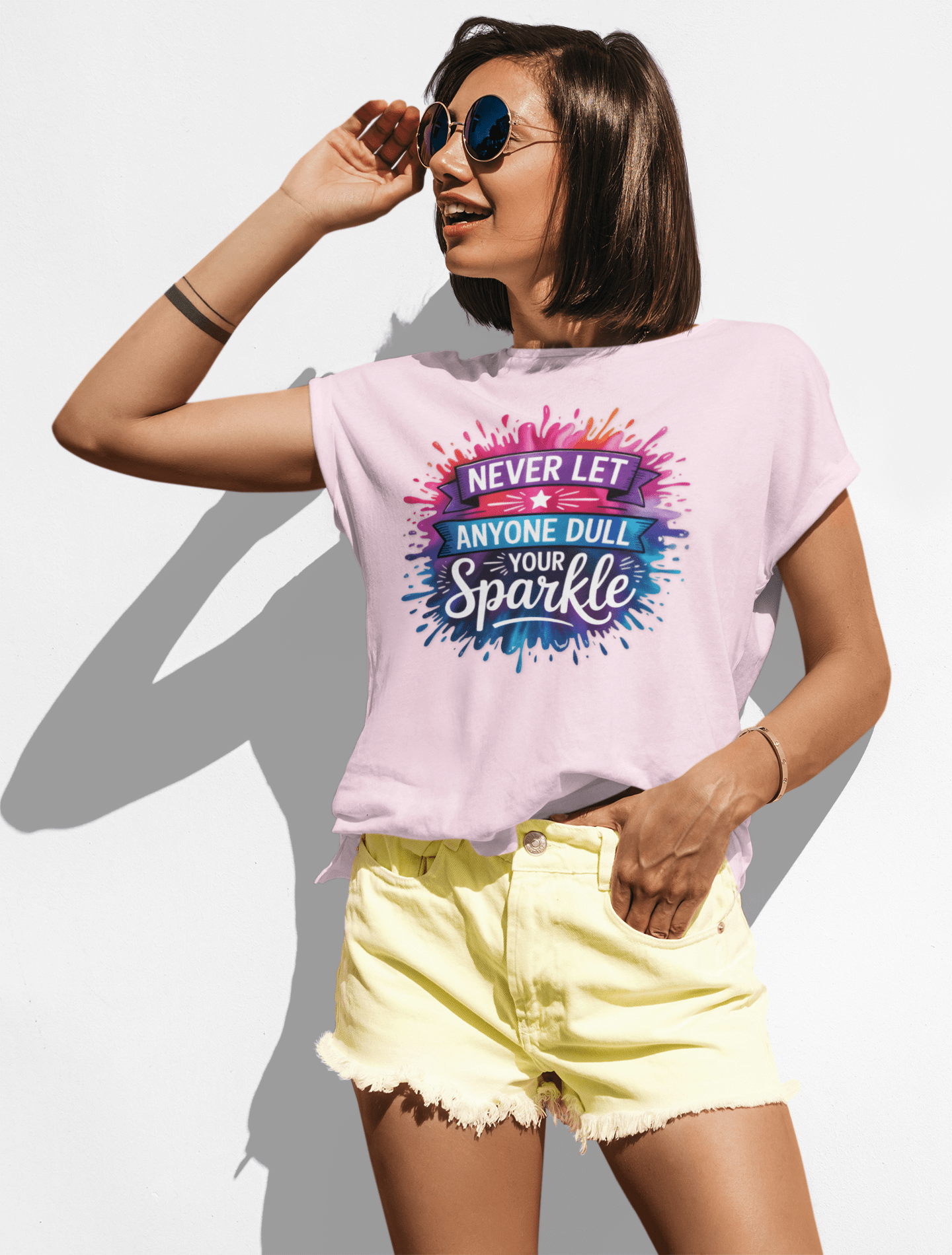 Never Let Anyone Dull Your Sparkle T-Shirt | Inspirational Quote Tee, Gift for Friends, Self - Love, Uplifting Apparel, Motivational Fashion - Shirt Happens Graphics