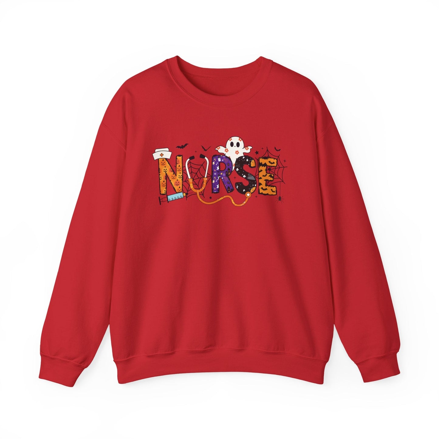 Nurse Crewneck Sweatshirt, Cozy Gift for Nurses, Nursing Appreciation, Halloween Sweatshirt, Medical Humor Apparel, Nurse Shirt - Shirt Happens Graphics