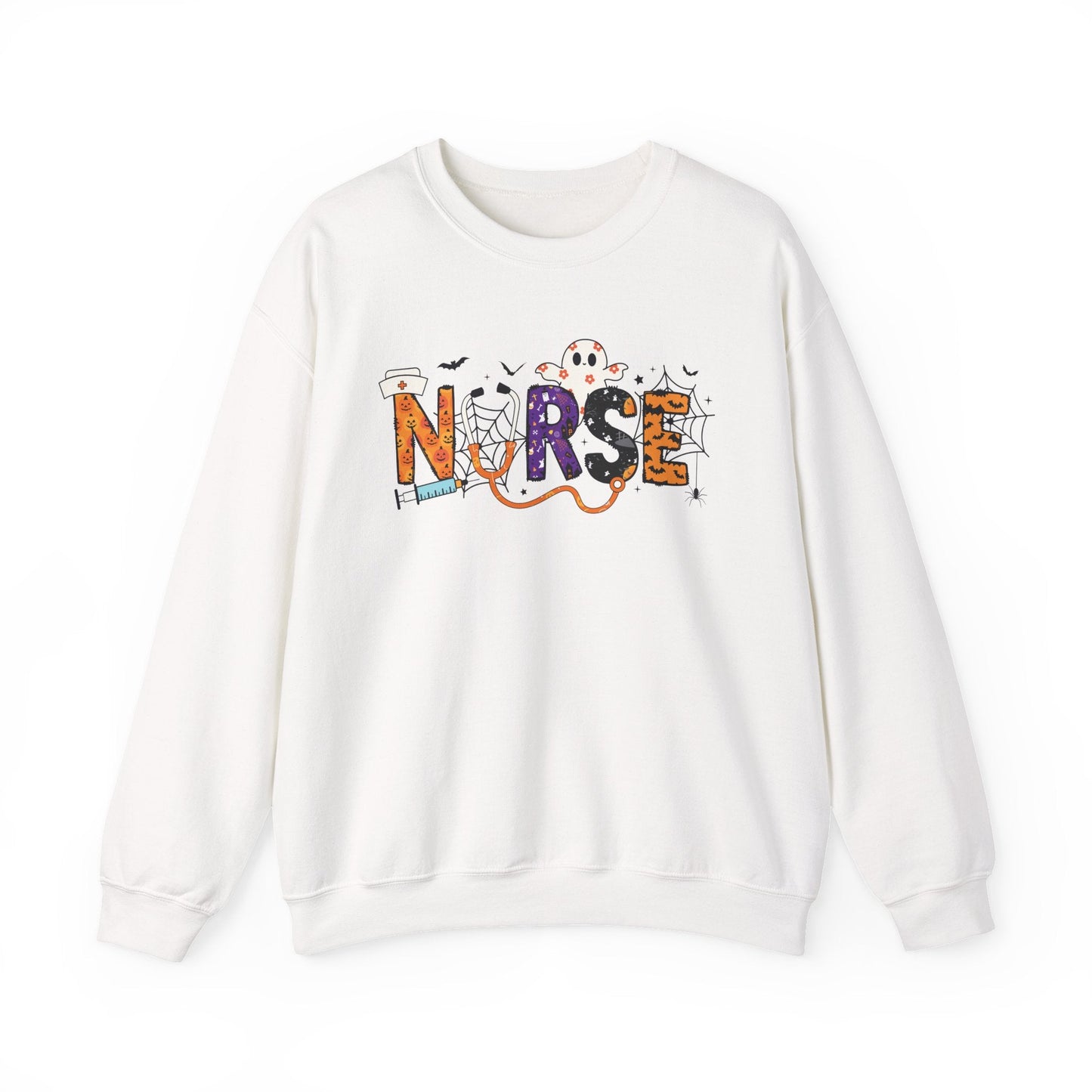 Nurse Crewneck Sweatshirt, Cozy Gift for Nurses, Nursing Appreciation, Halloween Sweatshirt, Medical Humor Apparel, Nurse Shirt - Shirt Happens Graphics