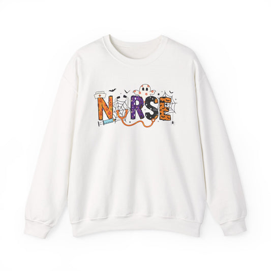 Nurse Crewneck Sweatshirt, Cozy Gift for Nurses, Nursing Appreciation, Halloween Sweatshirt, Medical Humor Apparel, Nurse Shirt - Shirt Happens Graphics
