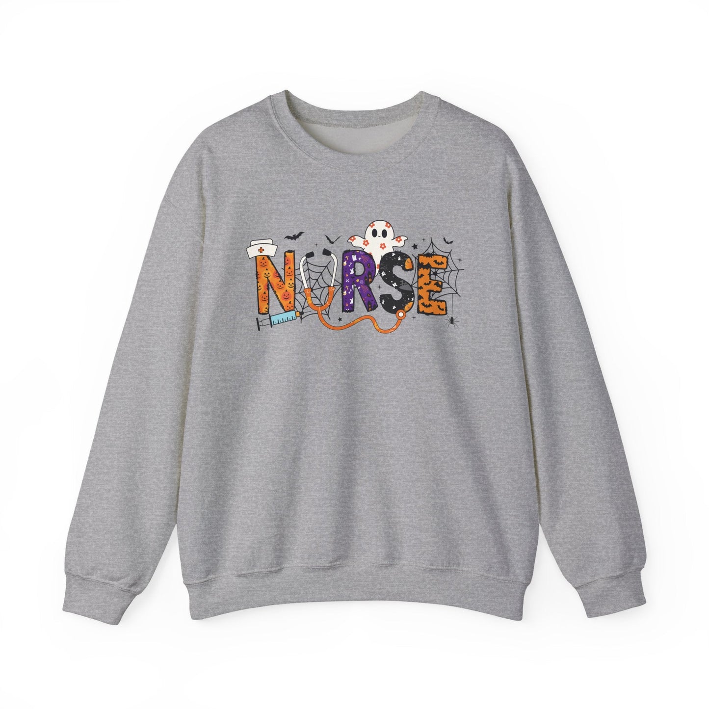 Nurse Crewneck Sweatshirt, Cozy Gift for Nurses, Nursing Appreciation, Halloween Sweatshirt, Medical Humor Apparel, Nurse Shirt - Shirt Happens Graphics