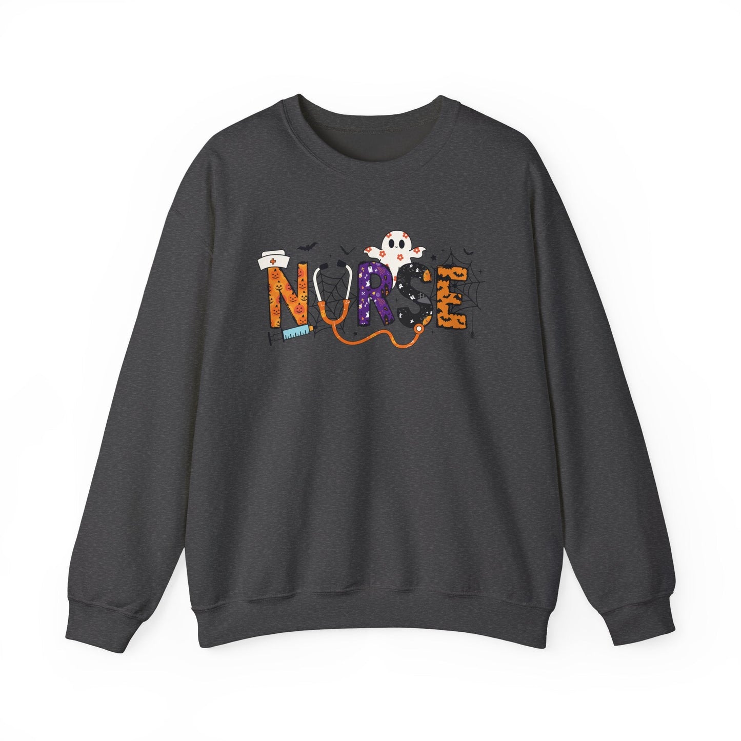 Nurse Crewneck Sweatshirt, Cozy Gift for Nurses, Nursing Appreciation, Halloween Sweatshirt, Medical Humor Apparel, Nurse Shirt - Shirt Happens Graphics