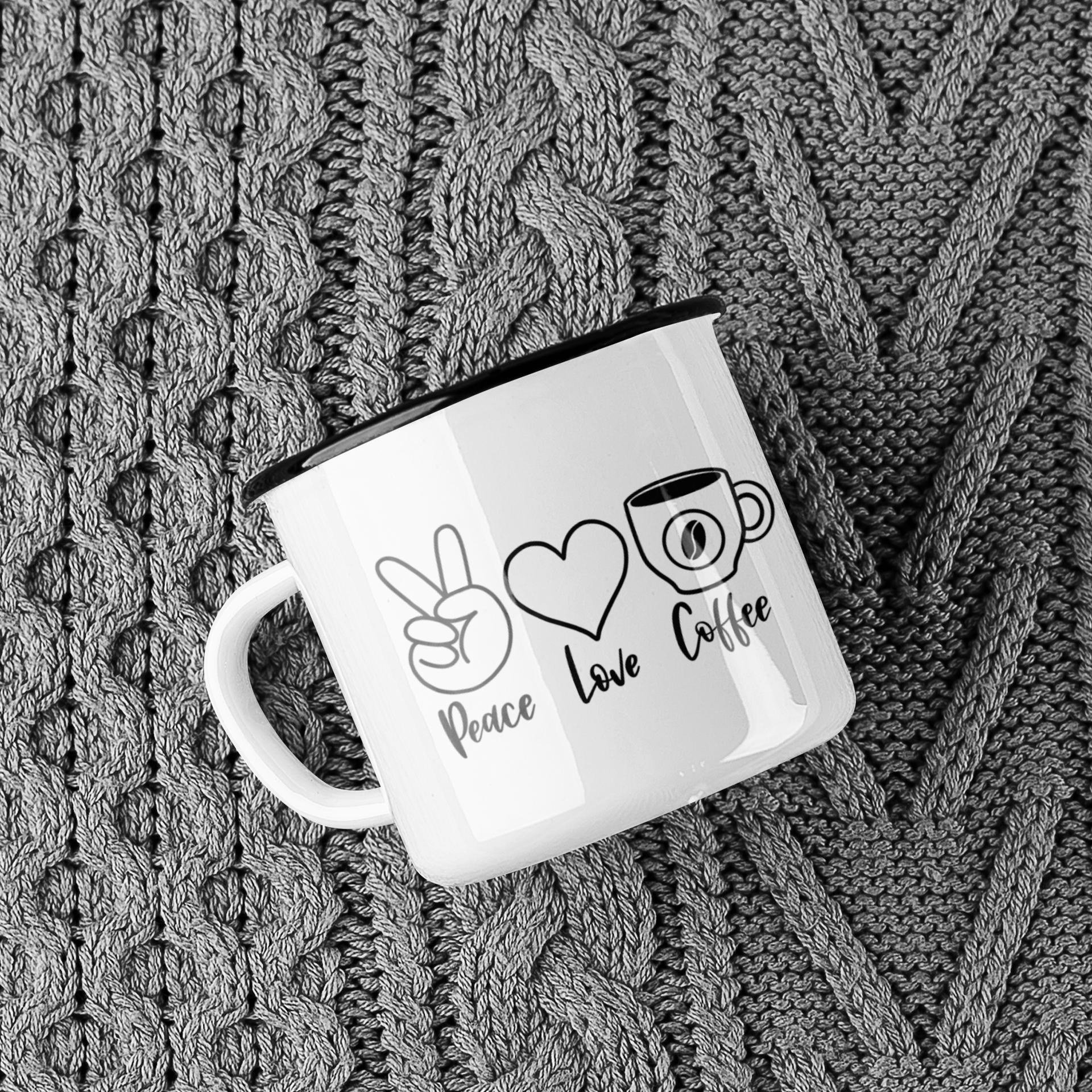 Peace Love Coffee Mug - Shirt Happens Graphics