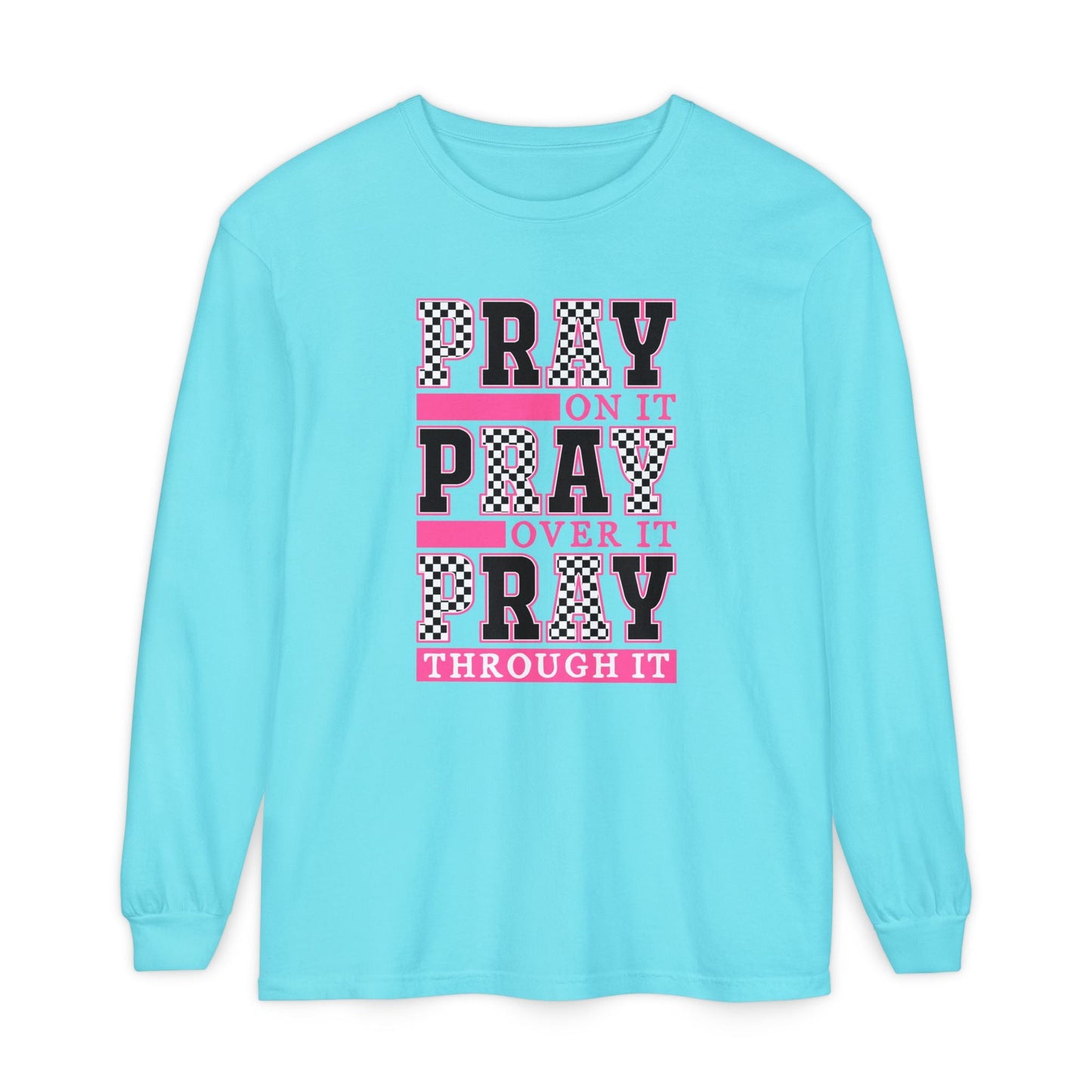 Pray Themed Long Sleeve T-Shirt, Spiritual Apparel, Prayer Shirt, Faith - Based Gift, Comfort Wear, Mindfulness Clothing - Shirt Happens Graphics