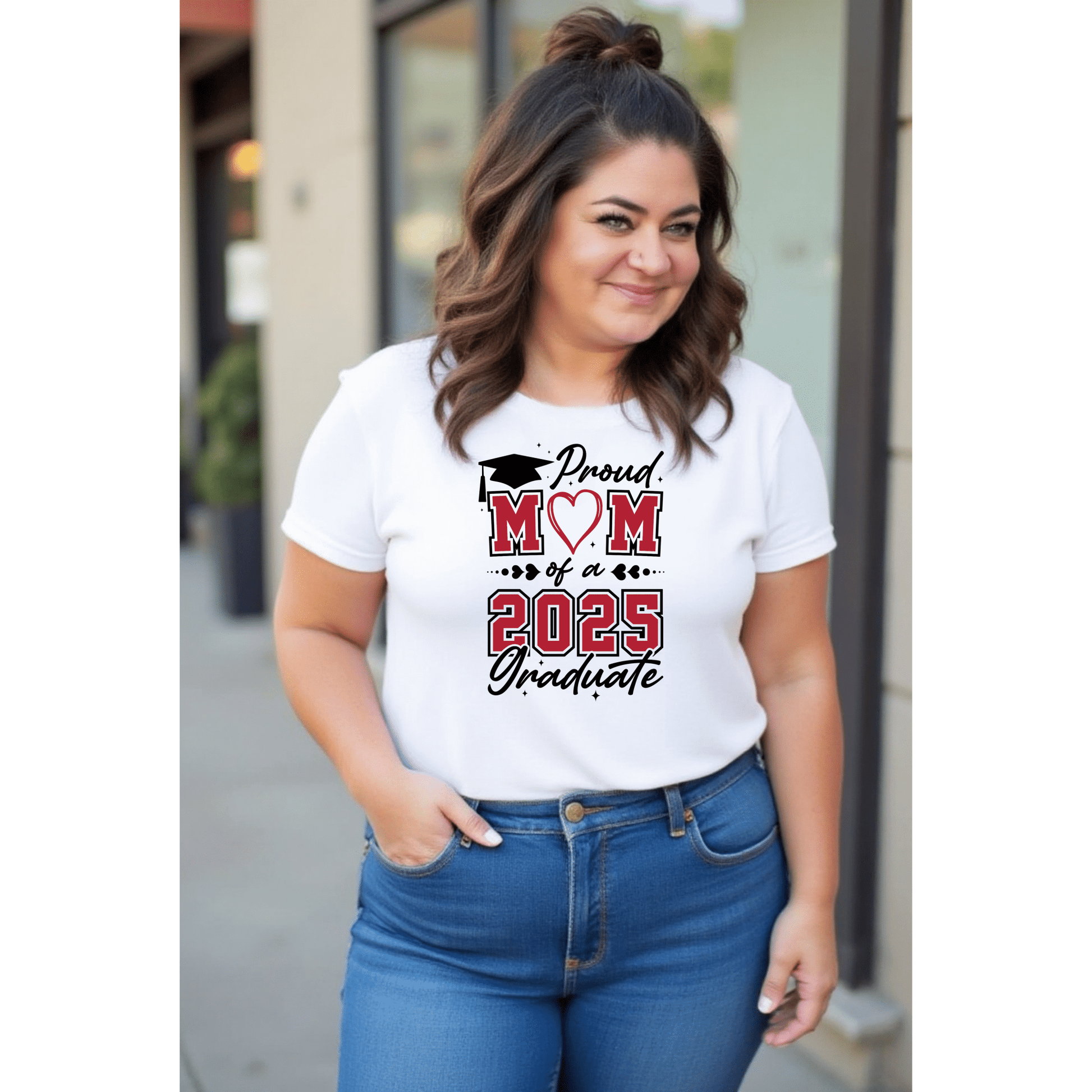 Proud Mom of a 2025 Graduate T-Shirt, Graduation Gift Shirt, Graduation Tee, Family Celebration Apparel, Mother's Day Gift - Shirt Happens Graphics