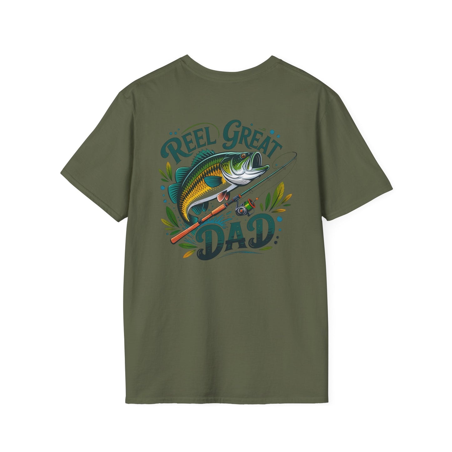 Reel Great Dad T-Shirt, Fishing Gift, Father's Day Tee, Outdoor Apparel, Casual Wear, Unisex Softstyle Shirt - Shirt Happens Graphics