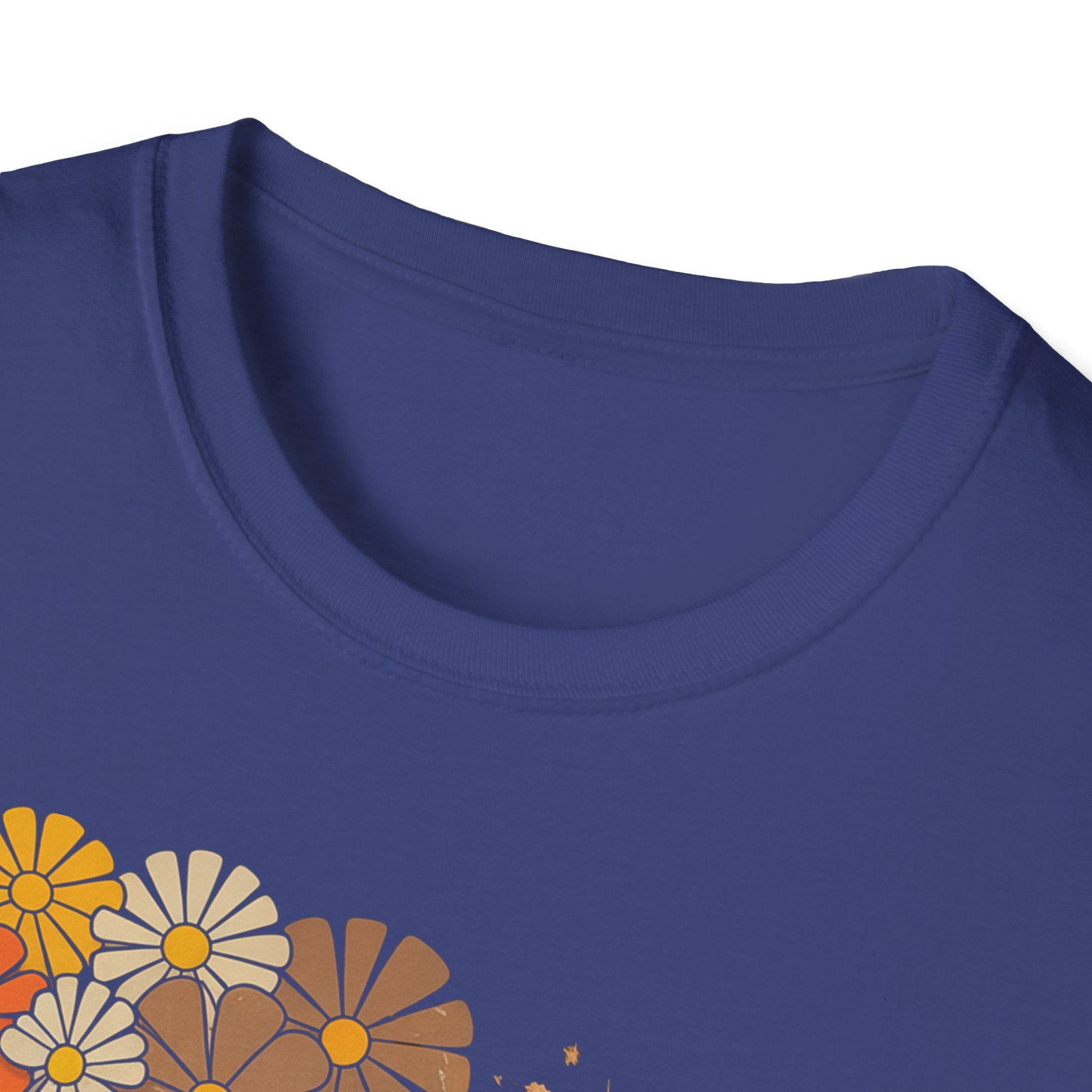 Retro Floral Smiley T-Shirt | Unisex Graphic Tee for Casual Wear, Gift for Friends, Summer Vibes, Self - Care, Birthday Present - Shirt Happens Graphics