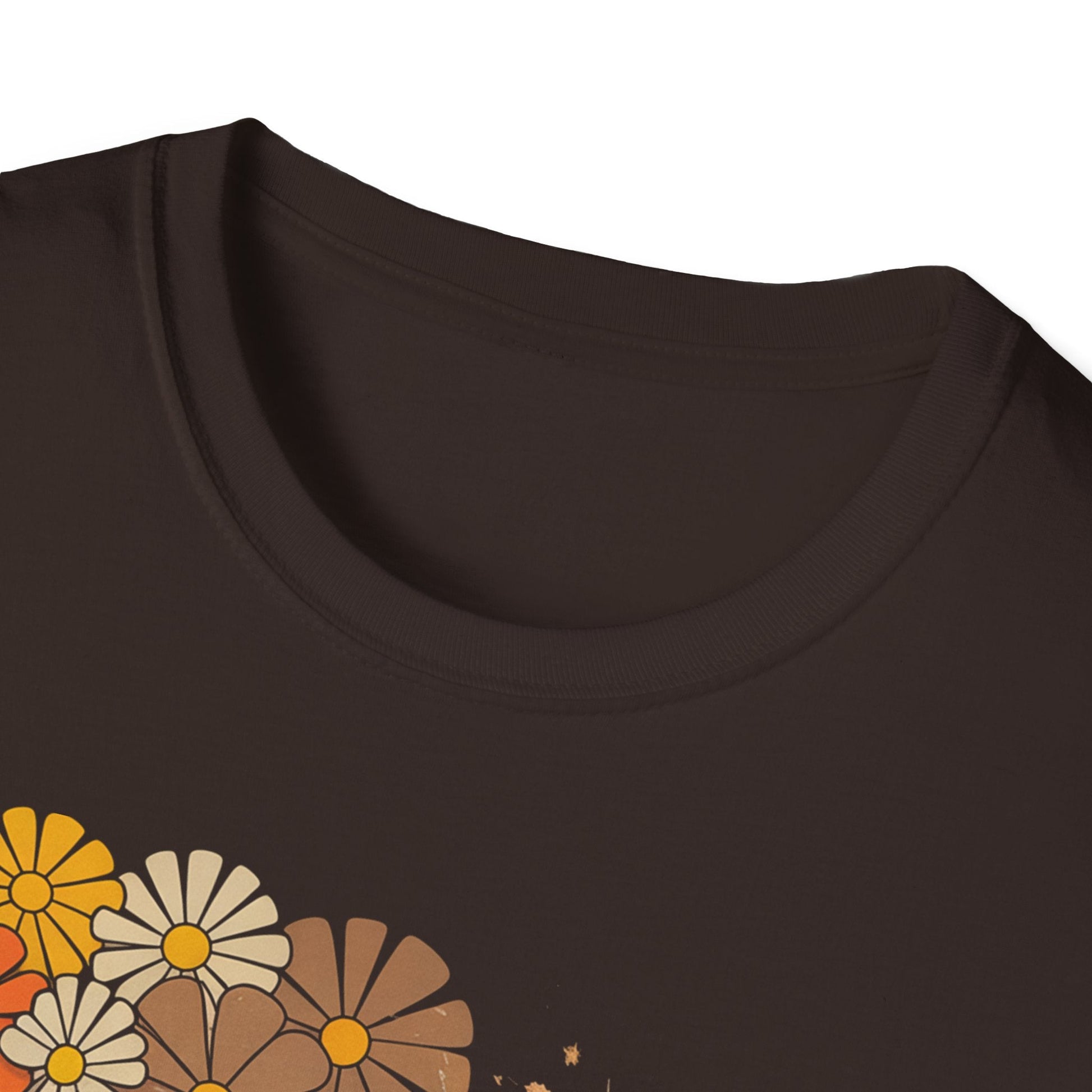 Retro Floral Smiley T-Shirt | Unisex Graphic Tee for Casual Wear, Gift for Friends, Summer Vibes, Self - Care, Birthday Present - Shirt Happens Graphics