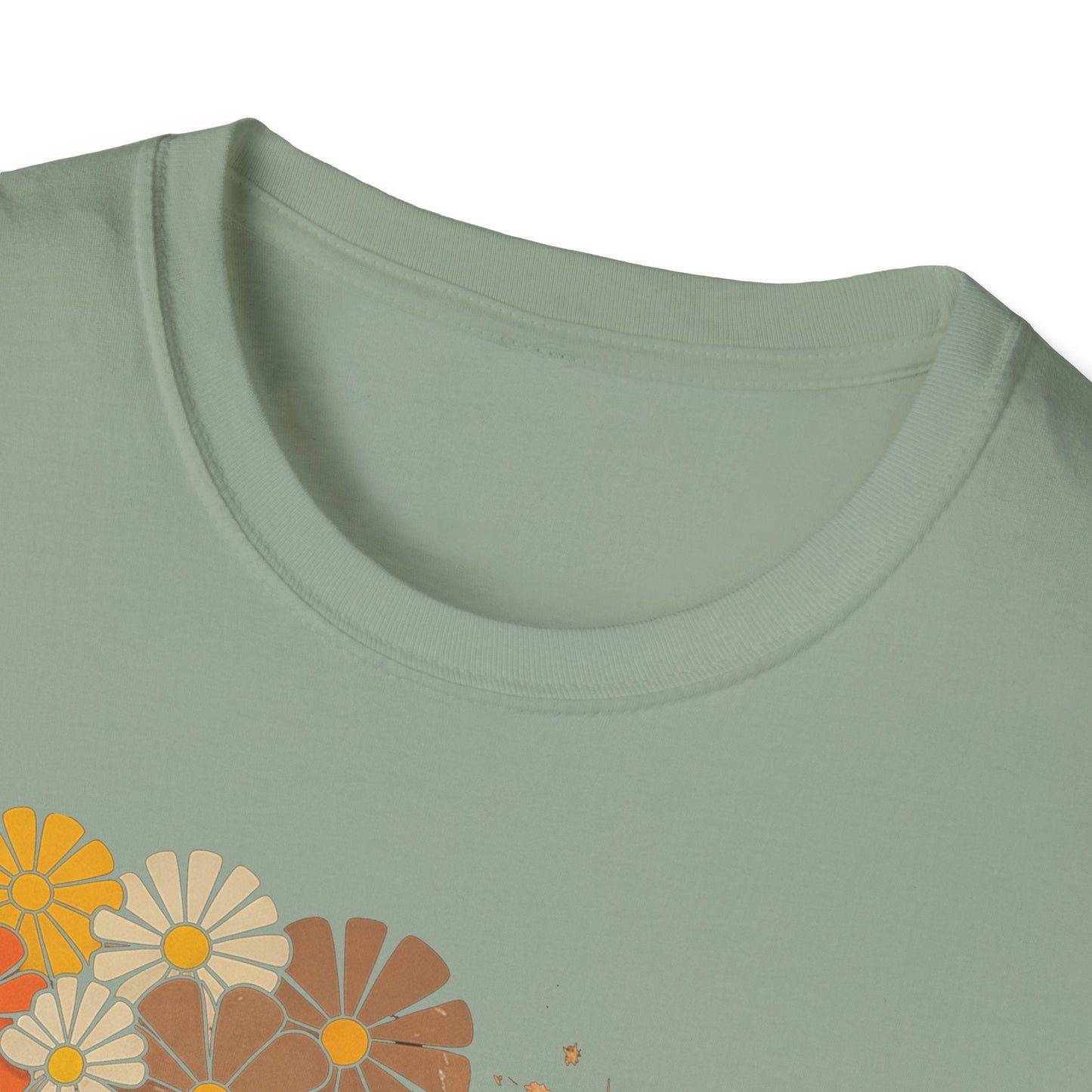 Retro Floral Smiley T-Shirt | Unisex Graphic Tee for Casual Wear, Gift for Friends, Summer Vibes, Self - Care, Birthday Present - Shirt Happens Graphics