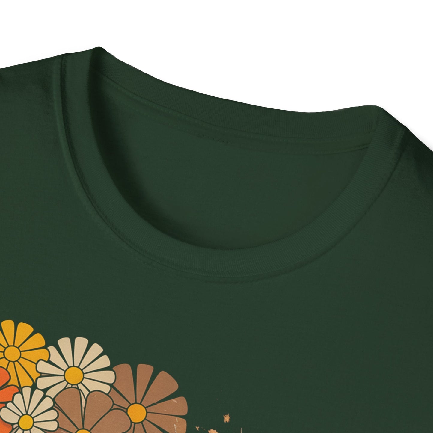 Retro Floral Smiley T-Shirt | Unisex Graphic Tee for Casual Wear, Gift for Friends, Summer Vibes, Self - Care, Birthday Present - Shirt Happens Graphics
