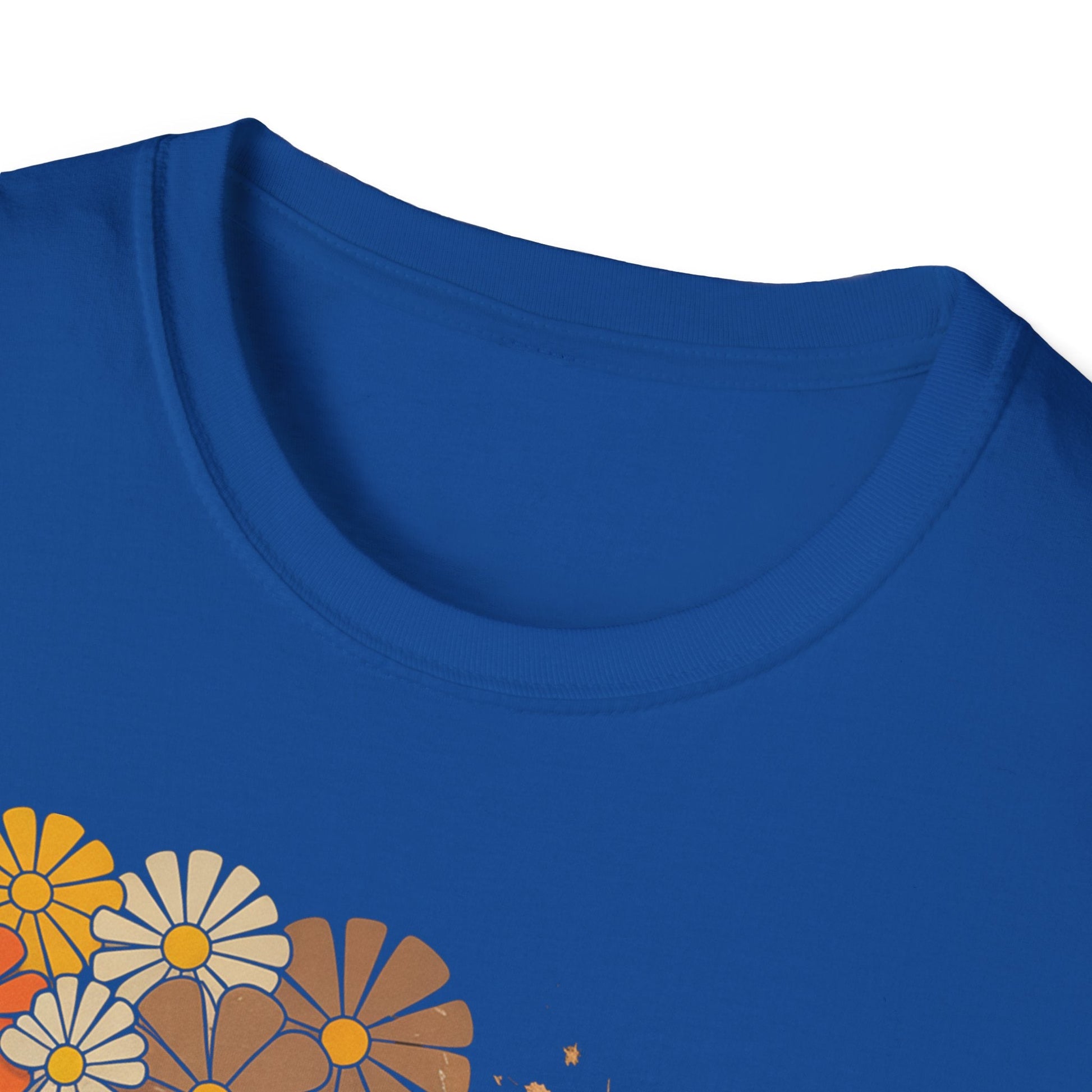 Retro Floral Smiley T-Shirt | Unisex Graphic Tee for Casual Wear, Gift for Friends, Summer Vibes, Self - Care, Birthday Present - Shirt Happens Graphics