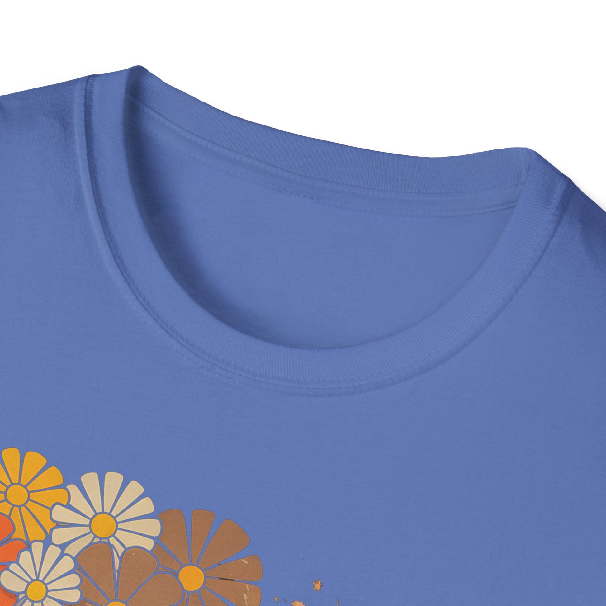 Retro Floral Smiley T-Shirt | Unisex Graphic Tee for Casual Wear, Gift for Friends, Summer Vibes, Self - Care, Birthday Present - Shirt Happens Graphics