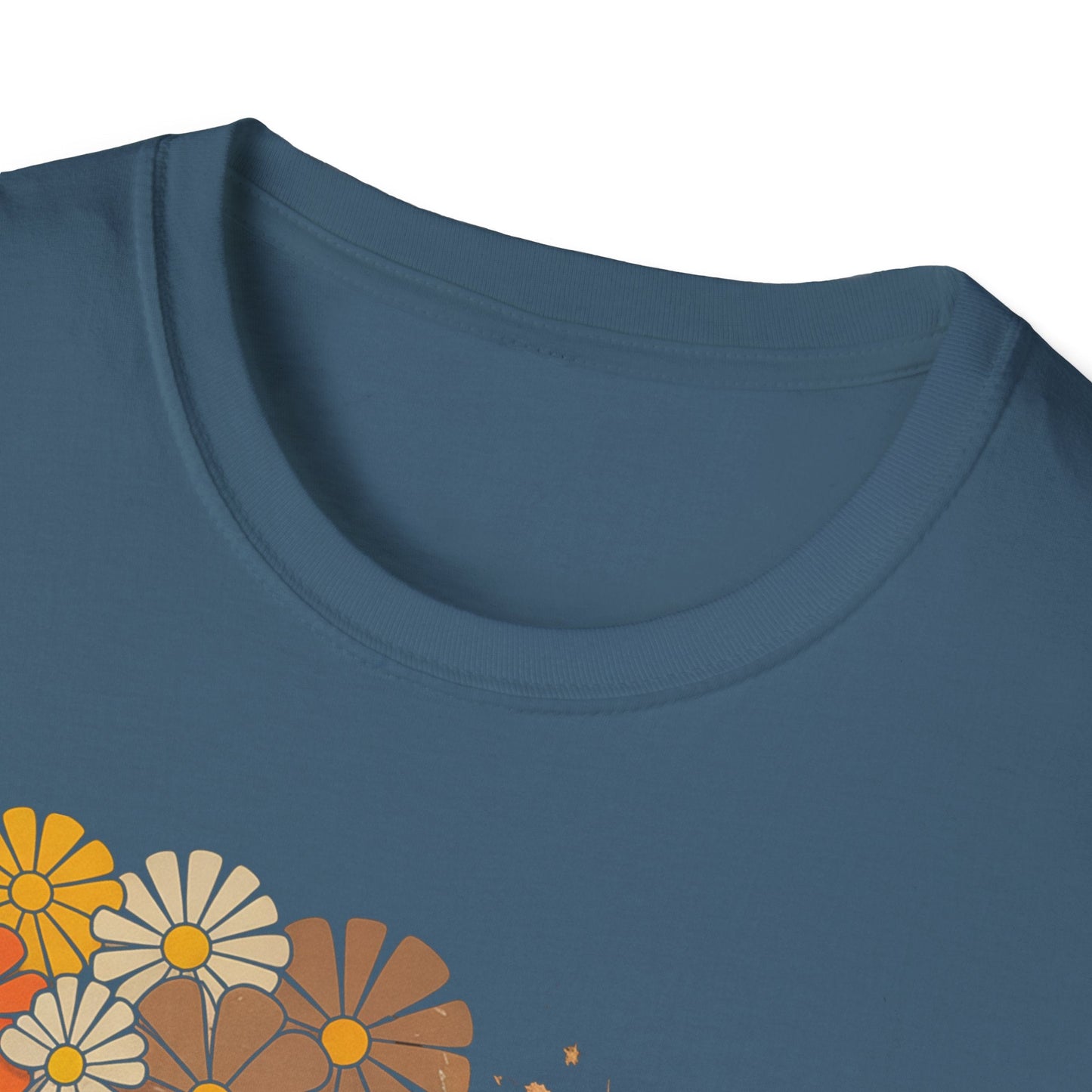 Retro Floral Smiley T-Shirt | Unisex Graphic Tee for Casual Wear, Gift for Friends, Summer Vibes, Self - Care, Birthday Present - Shirt Happens Graphics