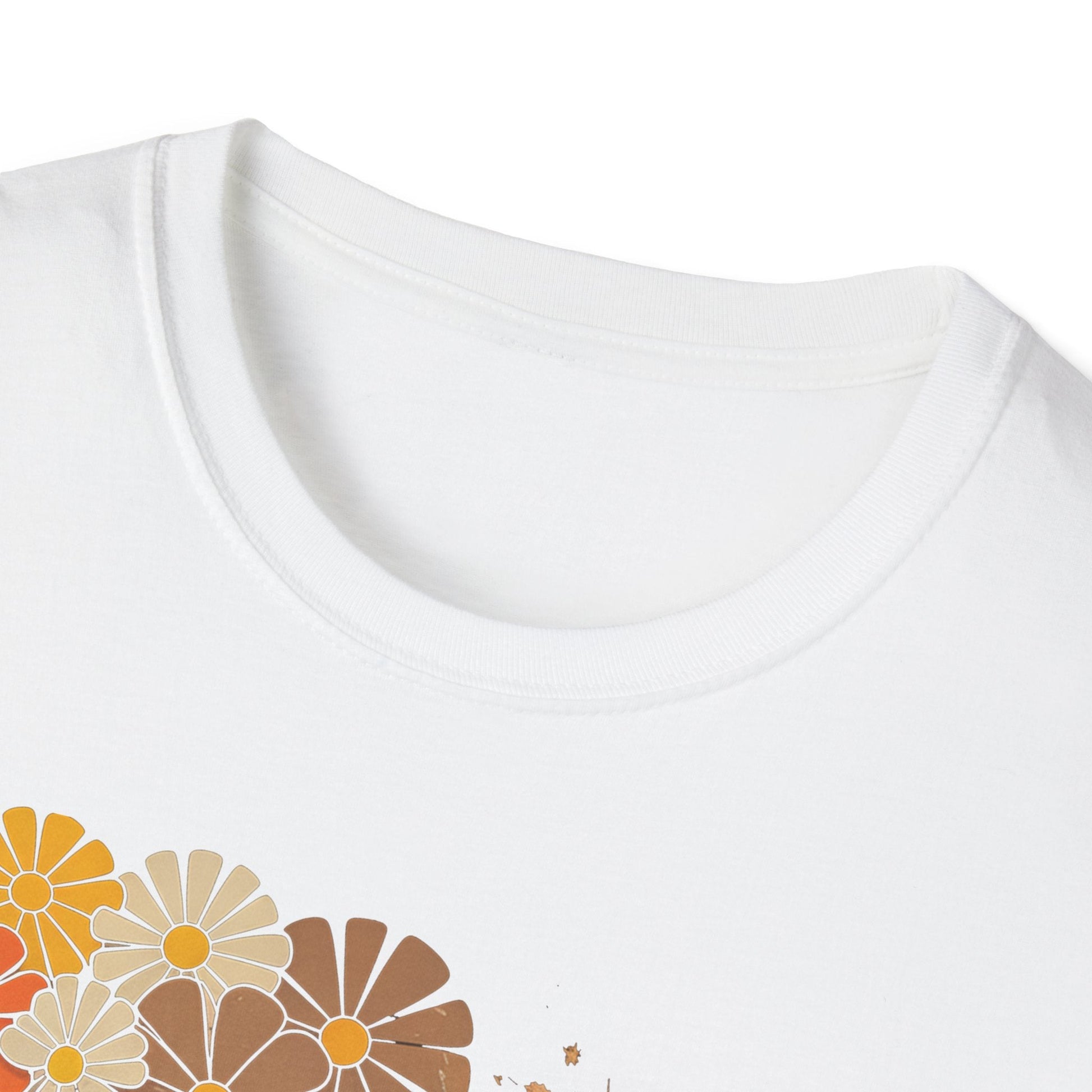 Retro Floral Smiley T-Shirt | Unisex Graphic Tee for Casual Wear, Gift for Friends, Summer Vibes, Self - Care, Birthday Present - Shirt Happens Graphics