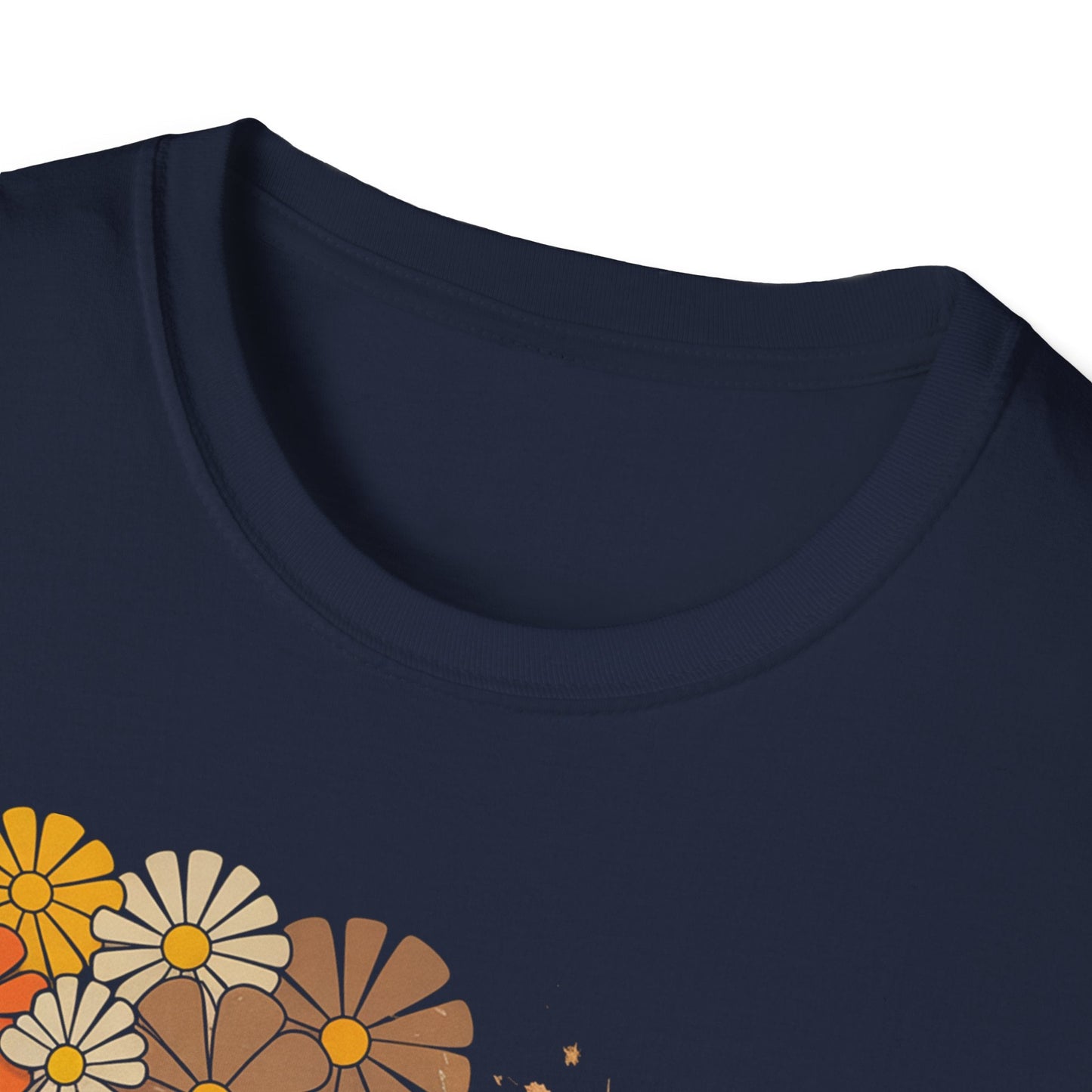Retro Floral Smiley T-Shirt | Unisex Graphic Tee for Casual Wear, Gift for Friends, Summer Vibes, Self - Care, Birthday Present - Shirt Happens Graphics
