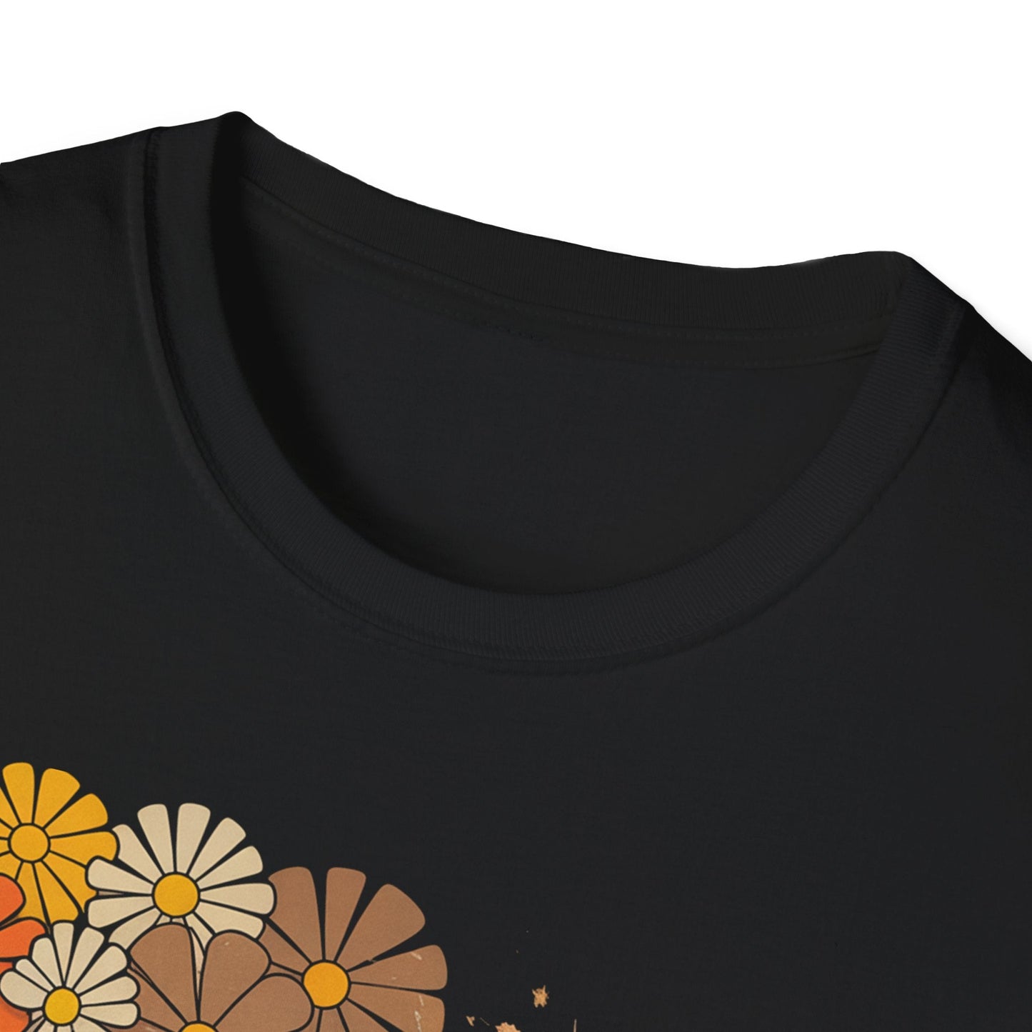 Retro Floral Smiley T-Shirt | Unisex Graphic Tee for Casual Wear, Gift for Friends, Summer Vibes, Self - Care, Birthday Present - Shirt Happens Graphics