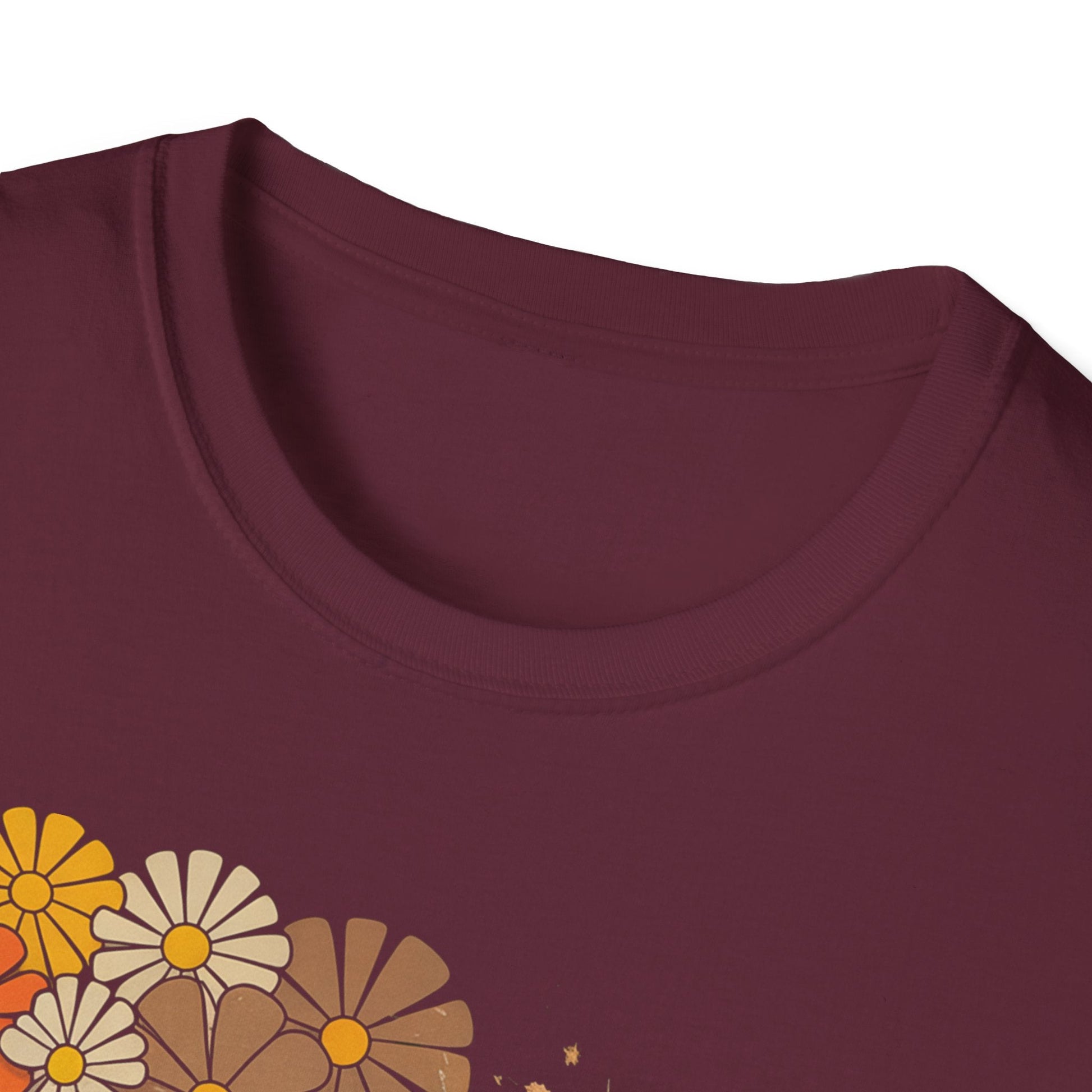 Retro Floral Smiley T-Shirt | Unisex Graphic Tee for Casual Wear, Gift for Friends, Summer Vibes, Self - Care, Birthday Present - Shirt Happens Graphics