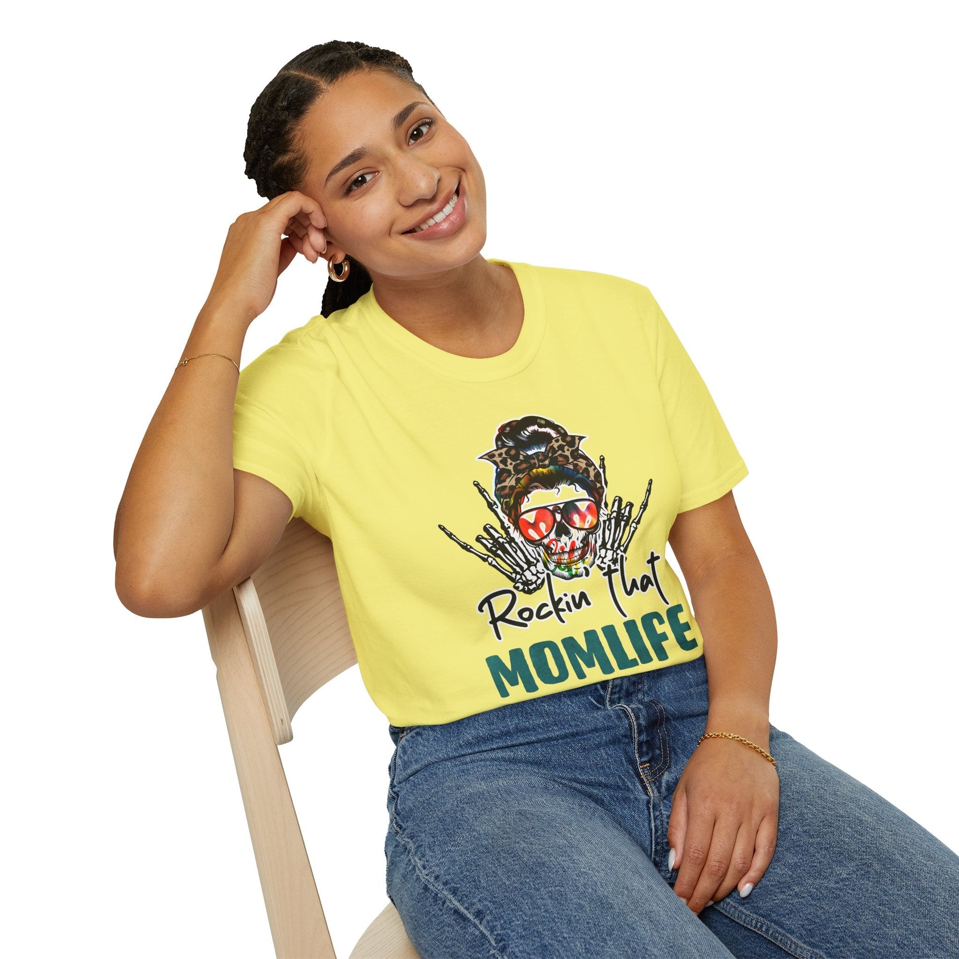 Rockin' That Mom Life Unisex T-Shirt, Gift for Moms, Fun Casual Wear, Mother's Day Top, Cool Graphic Tee - Shirt Happens Graphics