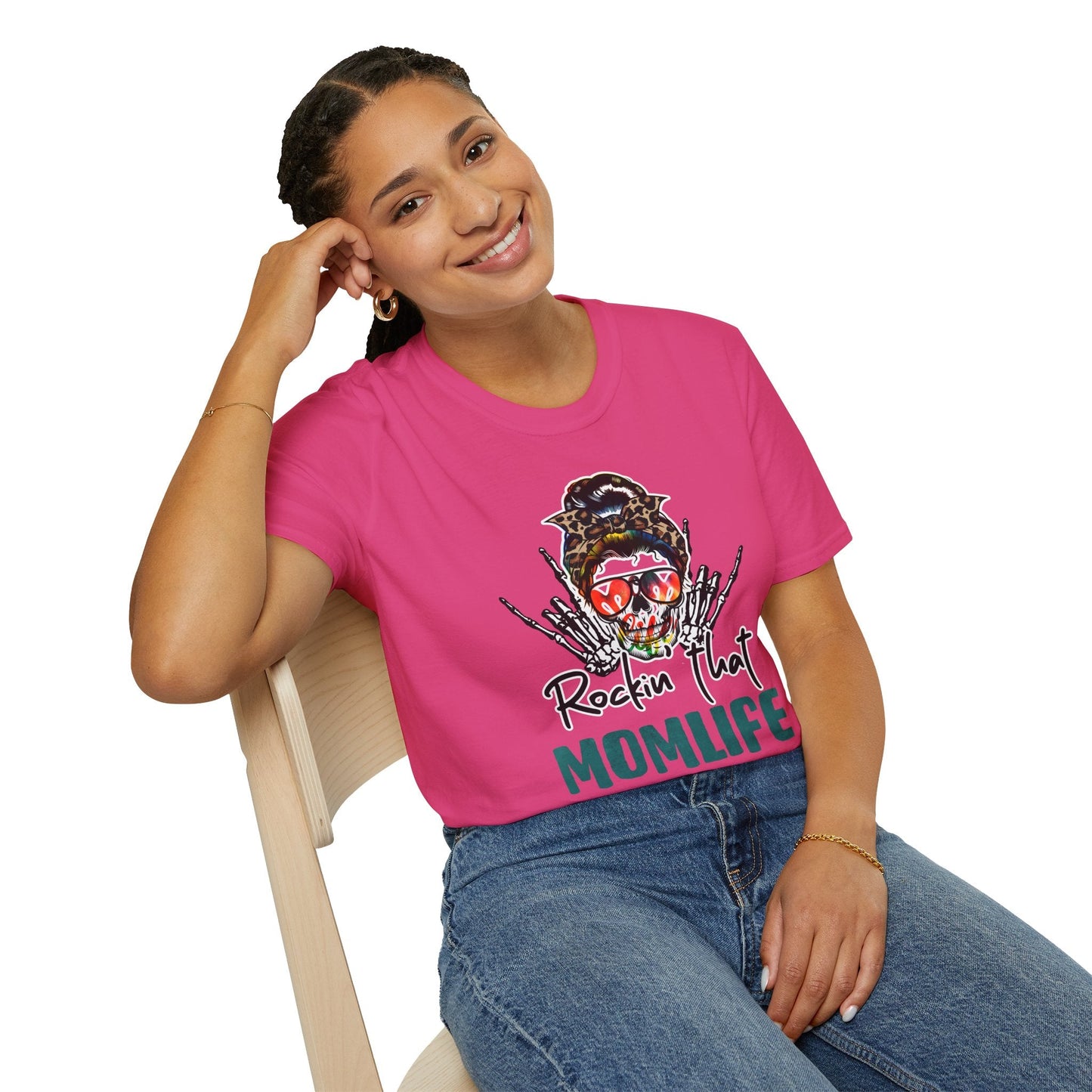 Rockin' That Mom Life Unisex T-Shirt, Gift for Moms, Fun Casual Wear, Mother's Day Top, Cool Graphic Tee - Shirt Happens Graphics