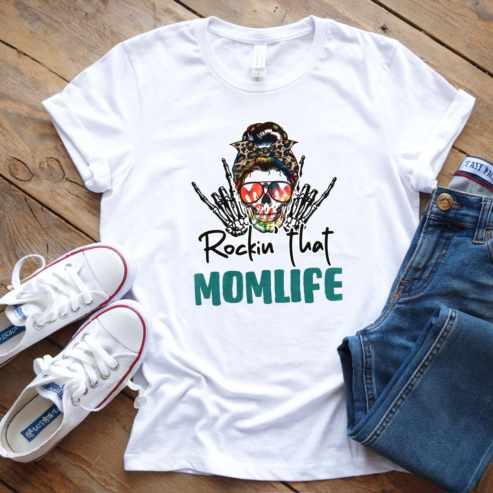 Rockin' That Mom Life Unisex T-Shirt, Gift for Moms, Fun Casual Wear, Mother's Day Top, Cool Graphic Tee - Shirt Happens Graphics