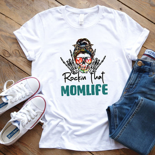 Rockin' That Mom Life Unisex T-Shirt, Gift for Moms, Fun Casual Wear, Mother's Day Top, Cool Graphic Tee - Shirt Happens Graphics