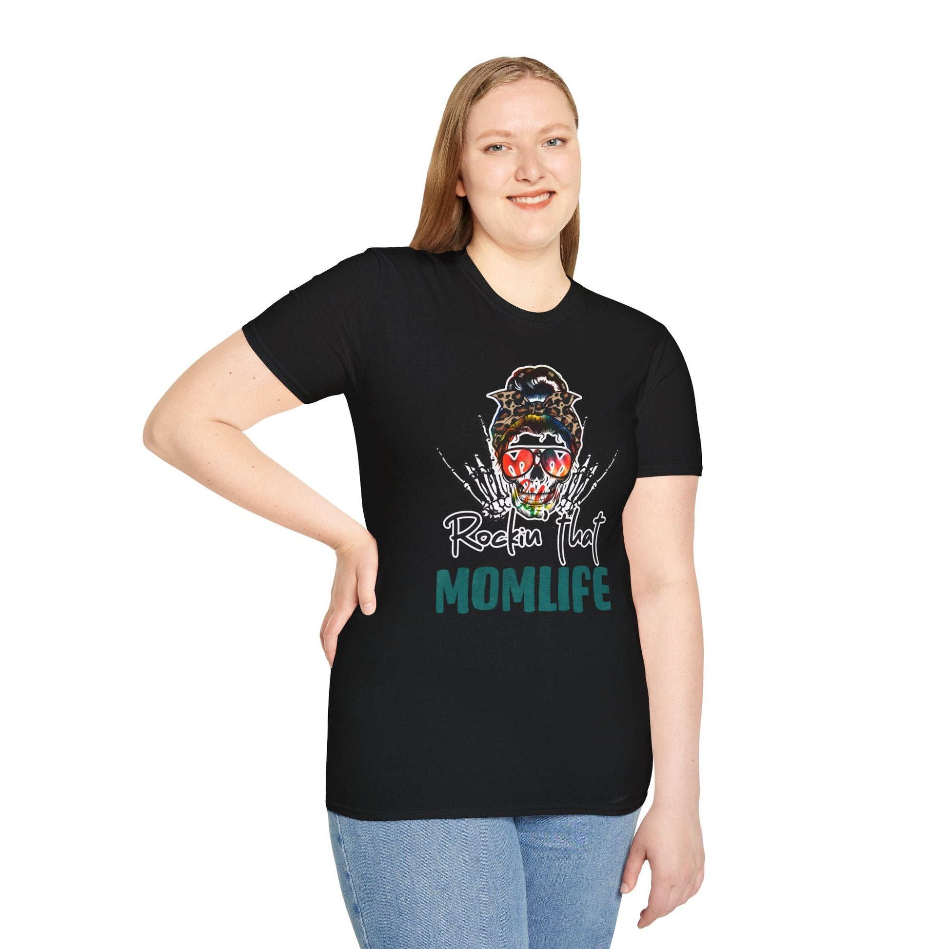 Rockin' That Mom Life Unisex T-Shirt, Gift for Moms, Fun Casual Wear, Mother's Day Top, Cool Graphic Tee - Shirt Happens Graphics