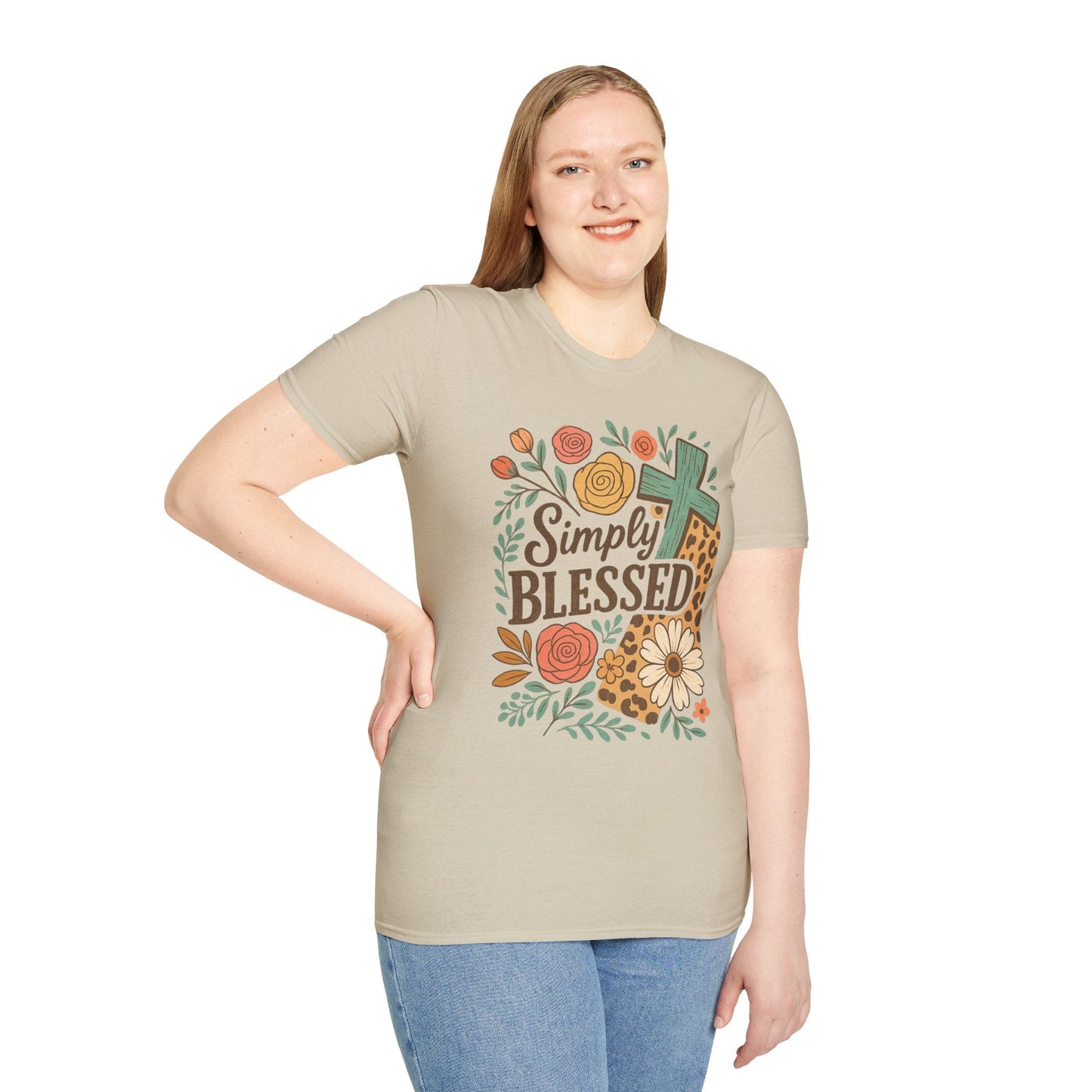 Simply Blessed Unisex Softstyle T-Shirt, Faith Shirt, Casual Gift, Christian Apparel, Spring Fashion, Inspirational Tee - Shirt Happens Graphics