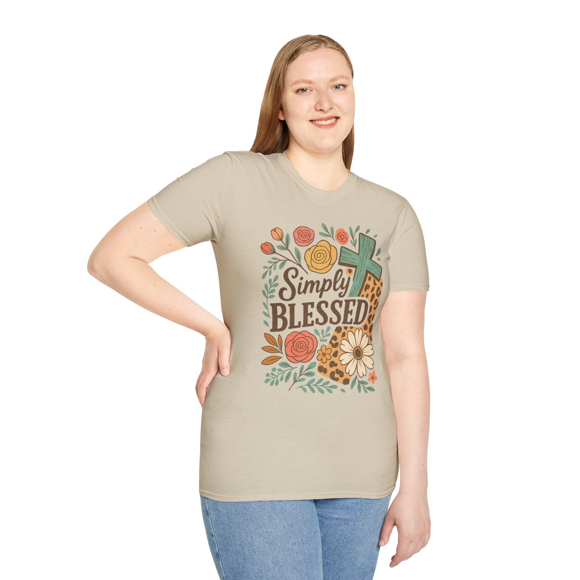 Simply Blessed Unisex Softstyle T-Shirt, Faith Shirt, Casual Gift, Christian Apparel, Spring Fashion, Inspirational Tee - Shirt Happens Graphics