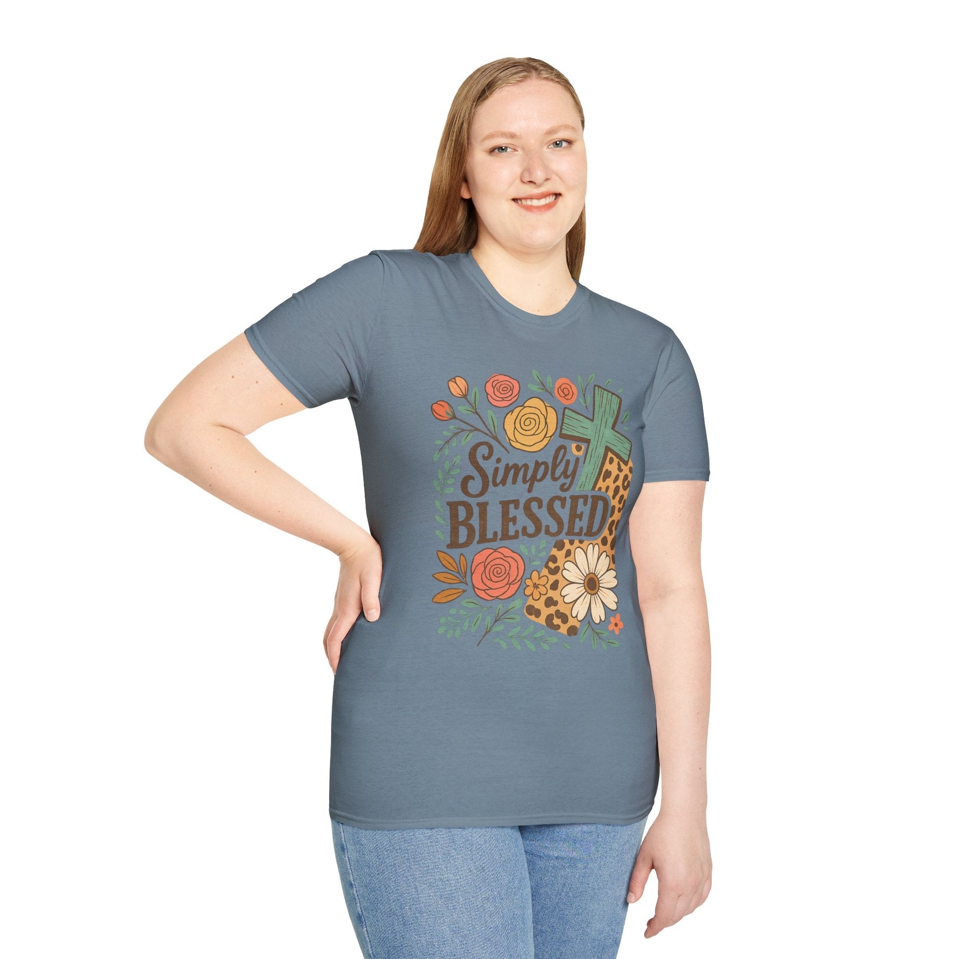 Simply Blessed Unisex Softstyle T-Shirt, Faith Shirt, Casual Gift, Christian Apparel, Spring Fashion, Inspirational Tee - Shirt Happens Graphics