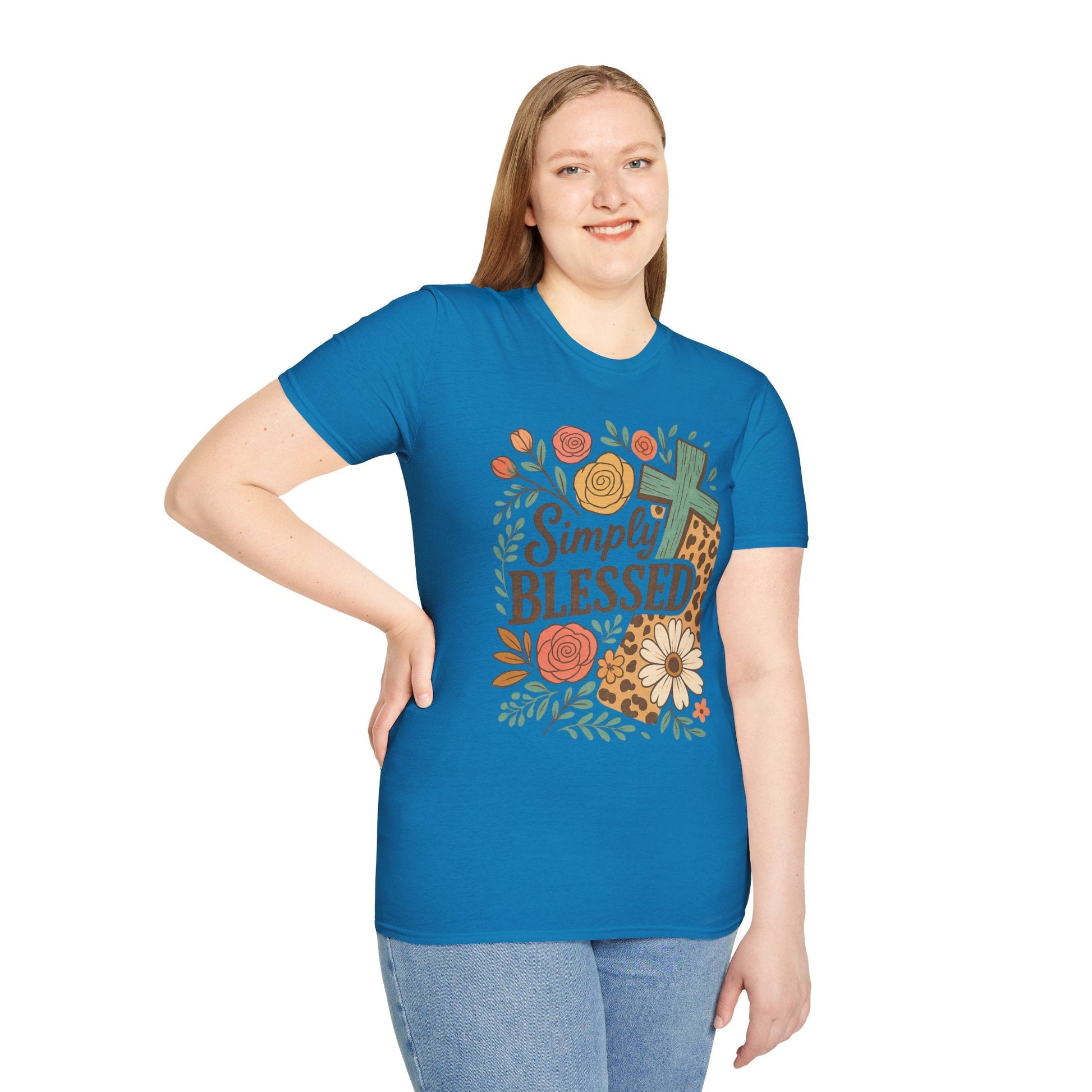 Simply Blessed Unisex Softstyle T-Shirt, Faith Shirt, Casual Gift, Christian Apparel, Spring Fashion, Inspirational Tee - Shirt Happens Graphics