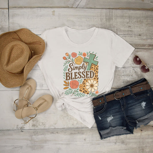 Simply Blessed Unisex Softstyle T-Shirt, Faith Shirt, Casual Gift, Christian Apparel, Spring Fashion, Inspirational Tee - Shirt Happens Graphics