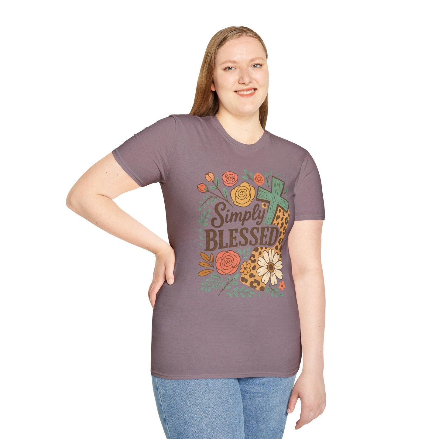 Simply Blessed Unisex Softstyle T-Shirt, Faith Shirt, Casual Gift, Christian Apparel, Spring Fashion, Inspirational Tee - Shirt Happens Graphics