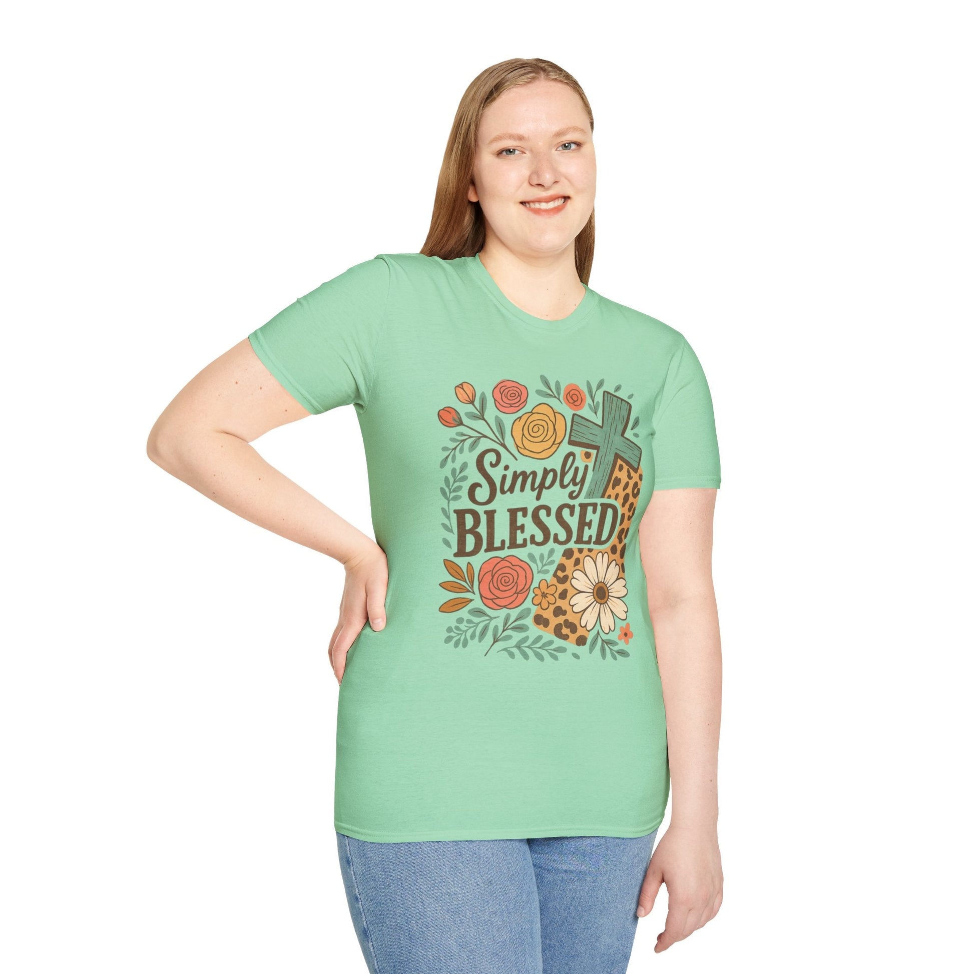 Simply Blessed Unisex Softstyle T-Shirt, Faith Shirt, Casual Gift, Christian Apparel, Spring Fashion, Inspirational Tee - Shirt Happens Graphics