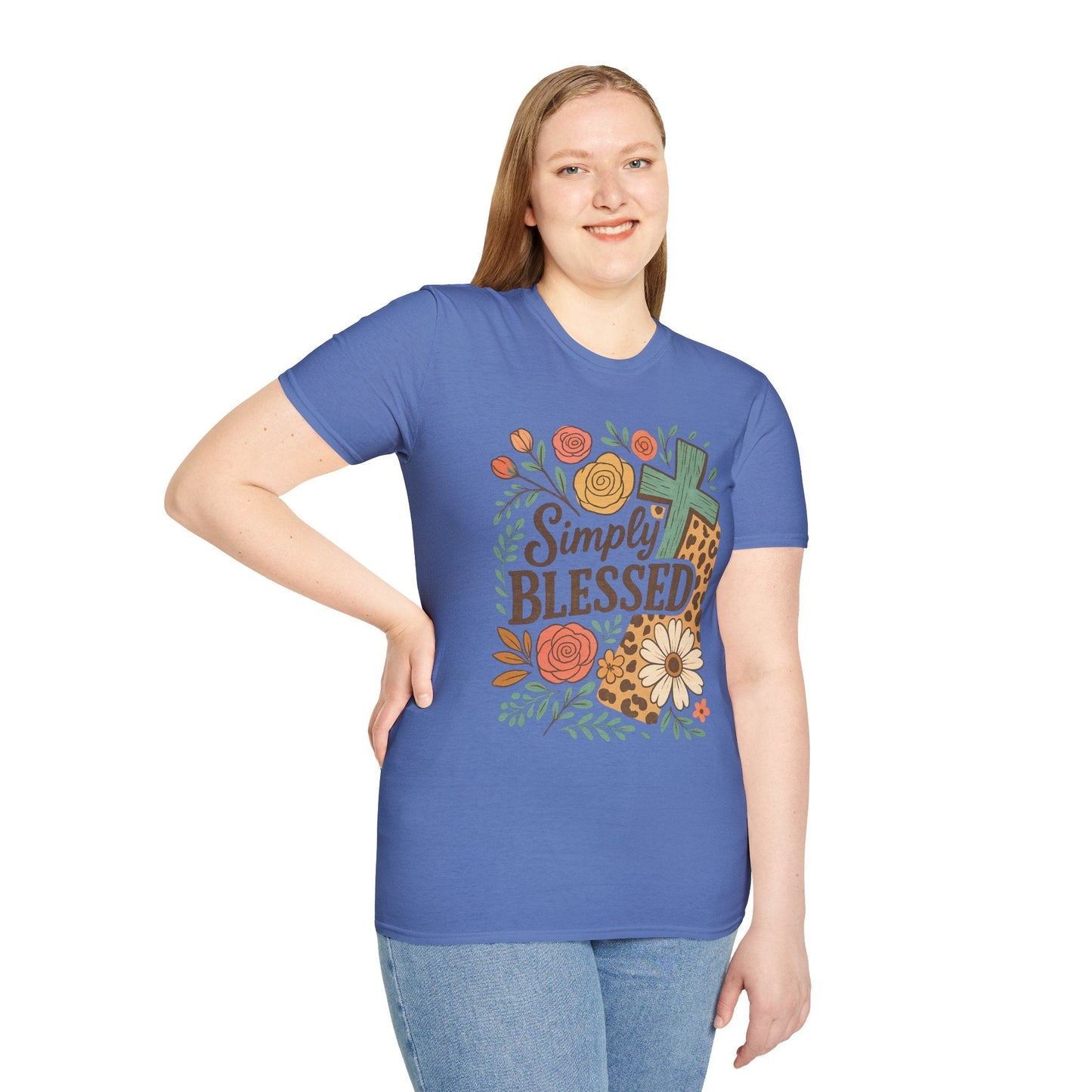 Simply Blessed Unisex Softstyle T-Shirt, Faith Shirt, Casual Gift, Christian Apparel, Spring Fashion, Inspirational Tee - Shirt Happens Graphics