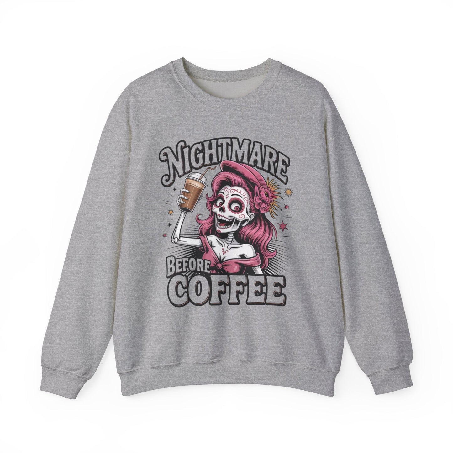 Sugar Skull, coffee and book lover sweatshirt - Shirt Happens Graphics