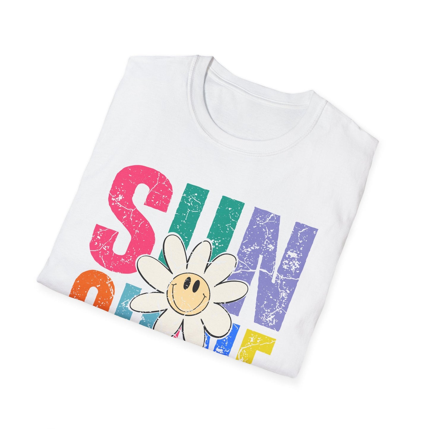 Sunny Vibes T-Shirt - Colorful Sunshine Graphic Tee, Summer Top, Gift for Her, Casual Wear, Festival Fashion - Shirt Happens Graphics