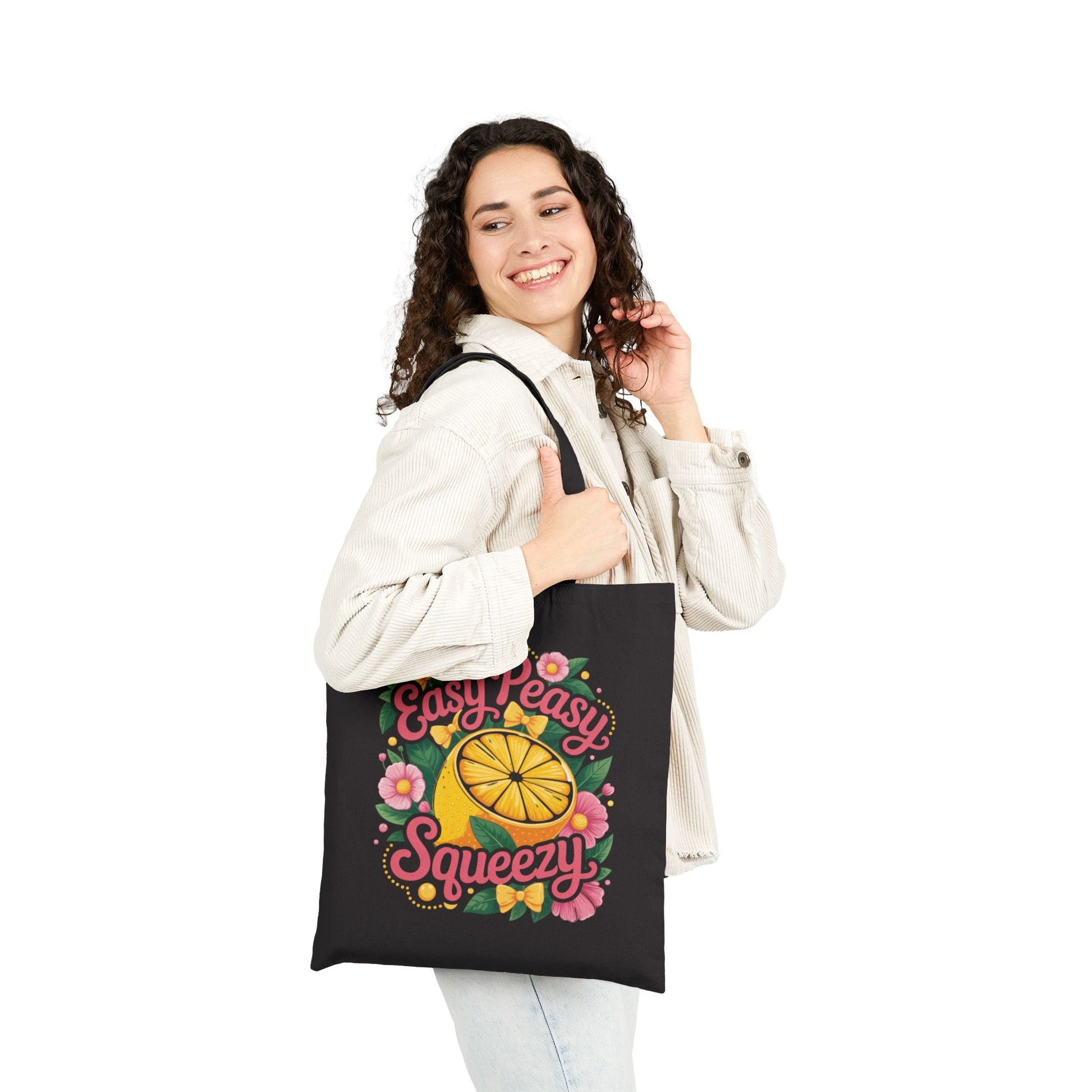 Sunshine Tote Bag - Easy Peasy Squeezy, Eco - Friendly Bag, Summer Tote, Floral Bag, Gift for Her, Beach Bag - Shirt Happens Graphics