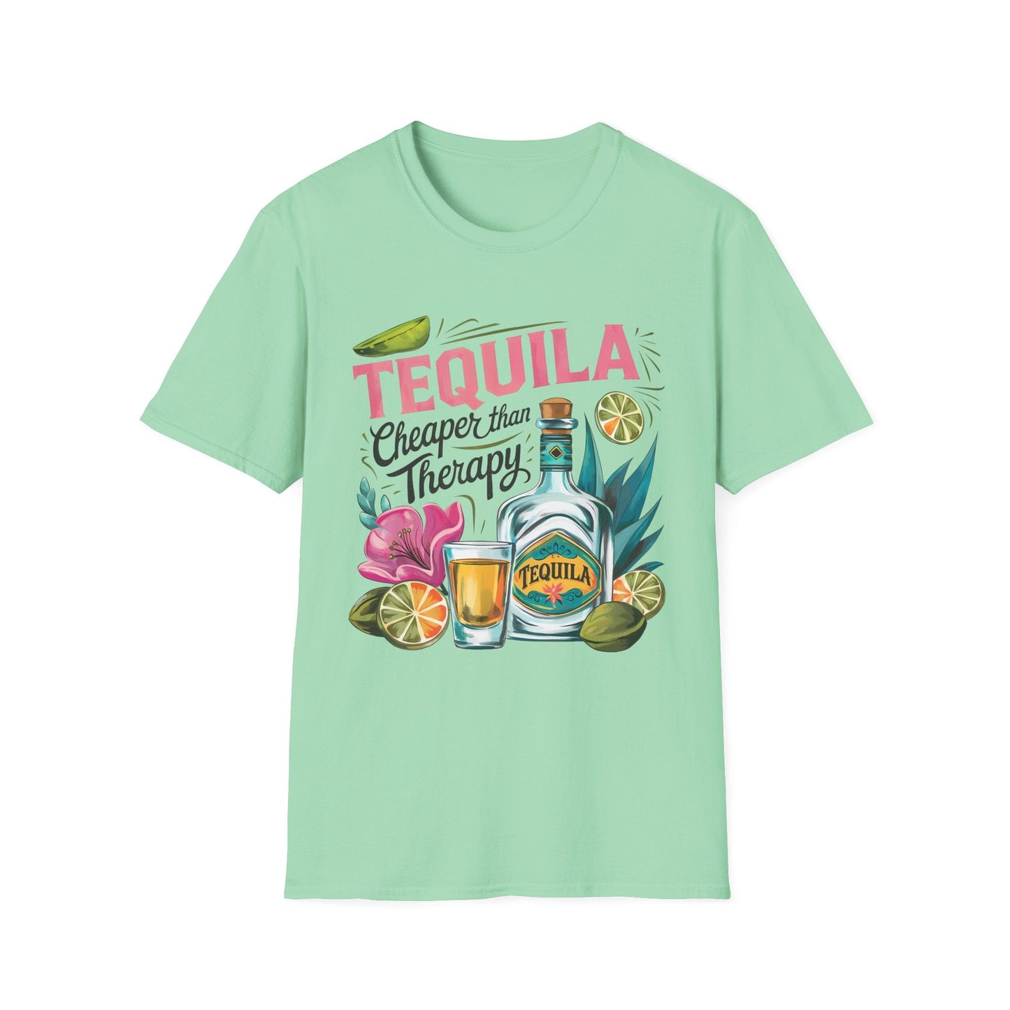 Tequila Therapy T-Shirt, Cheaper than Therapy Shirt, Funny Tequila Tee, Party Shirt, Unique Gift for Tequila Lovers - Shirt Happens Graphics