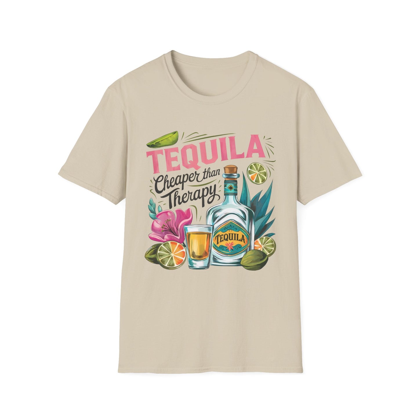 Tequila Therapy T-Shirt, Cheaper than Therapy Shirt, Funny Tequila Tee, Party Shirt, Unique Gift for Tequila Lovers - Shirt Happens Graphics